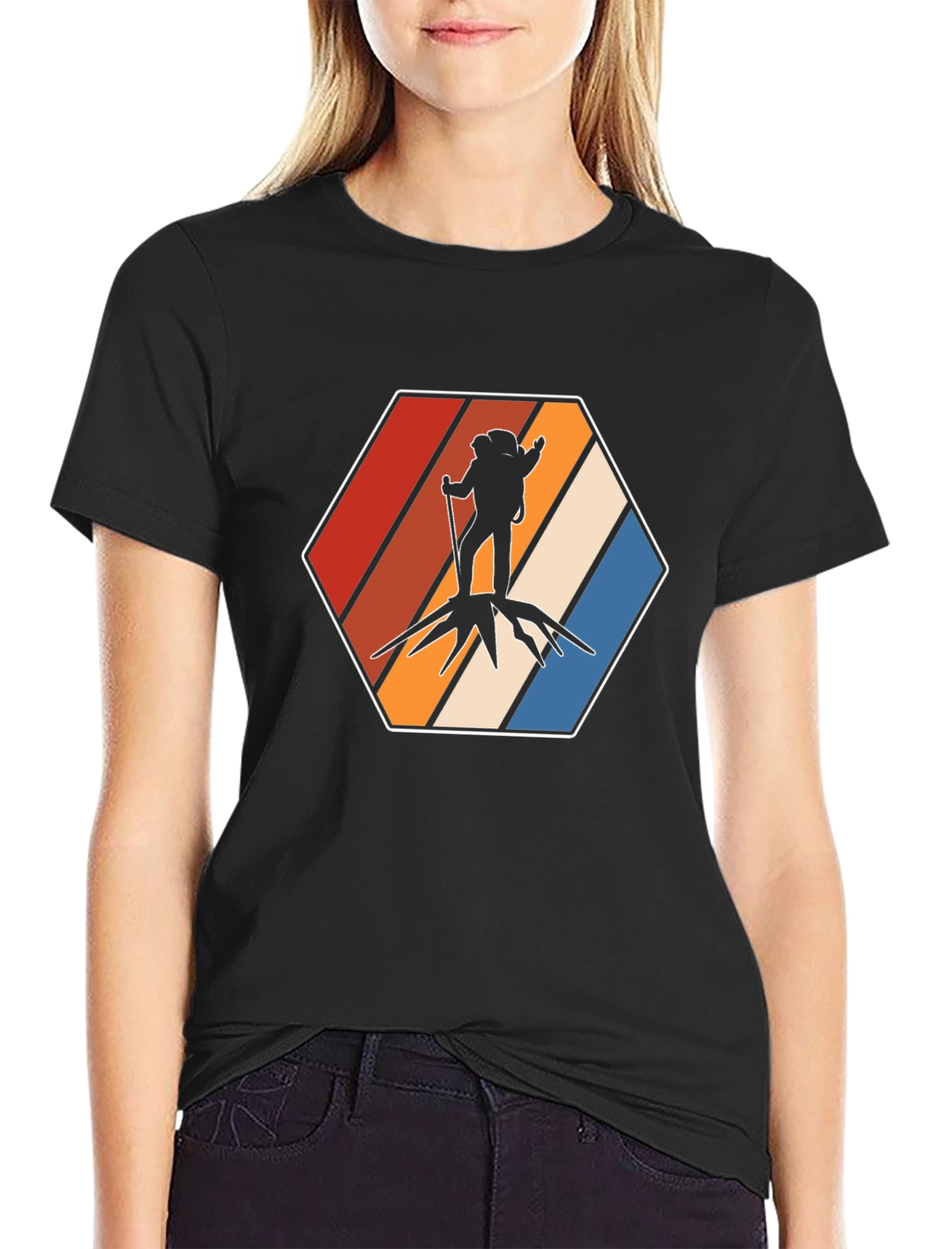 Black Retro Hiker Graphic Tee - Adventure Ready view 2