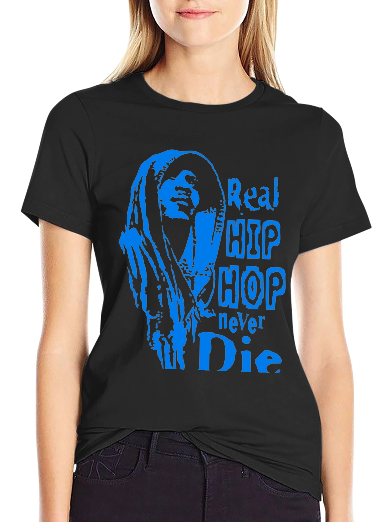 Black Real Hip Hop Never Die T-Shirt view 2