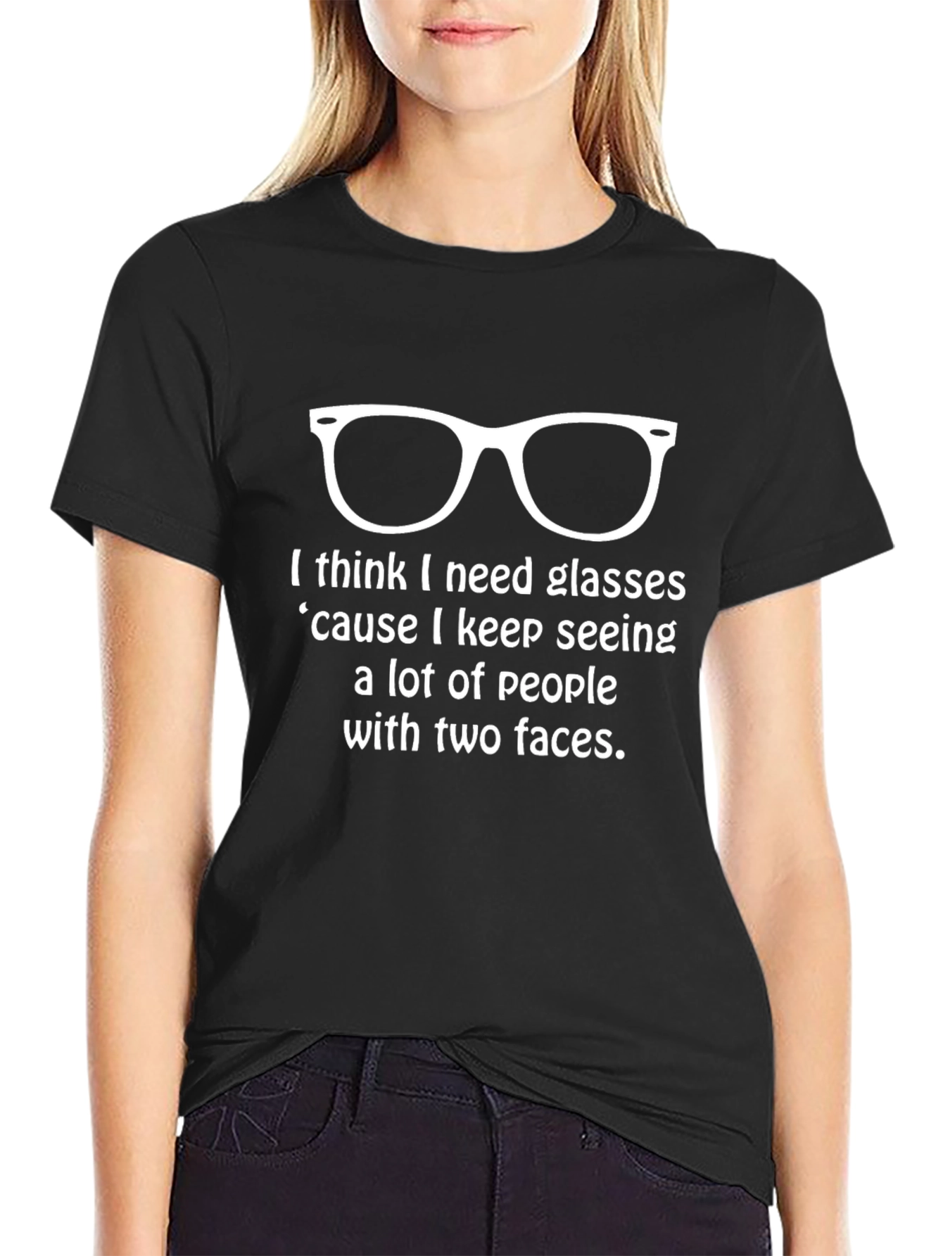 Black Two-Faced People Graphic T-Shirt view 2