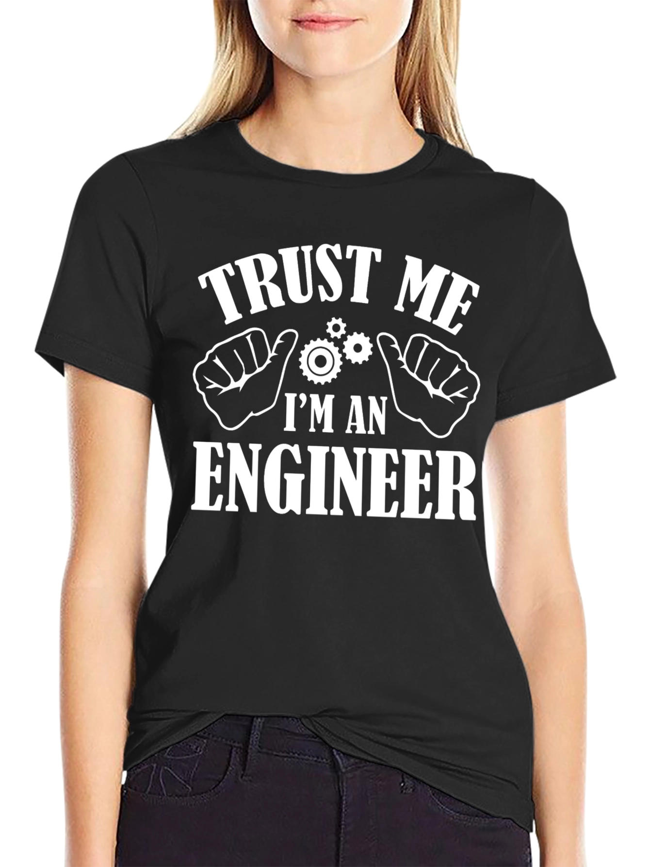 Black Trust Me I'm An Engineer T-Shirt view 2