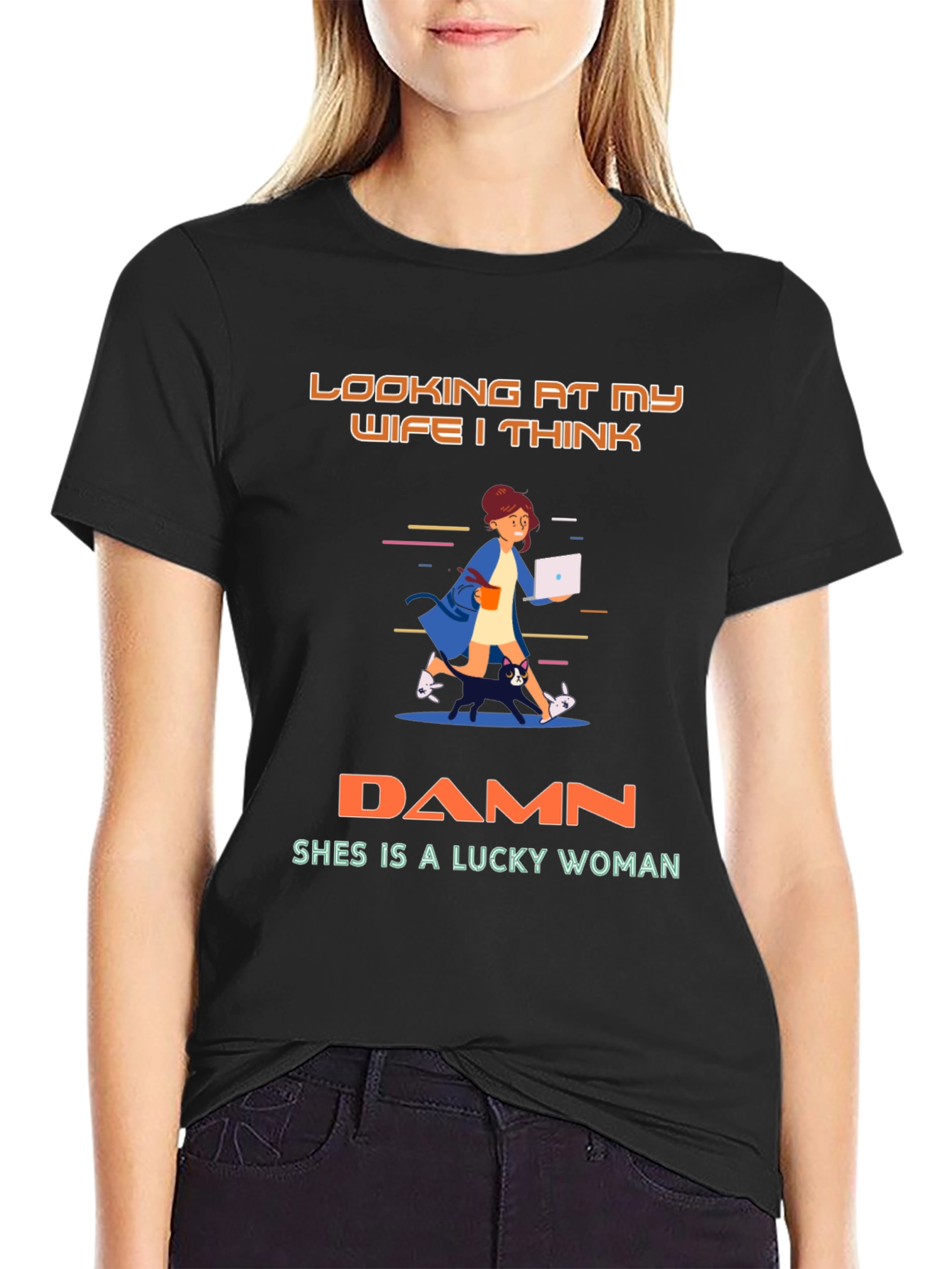 Black Lucky Wife T-Shirt view 2