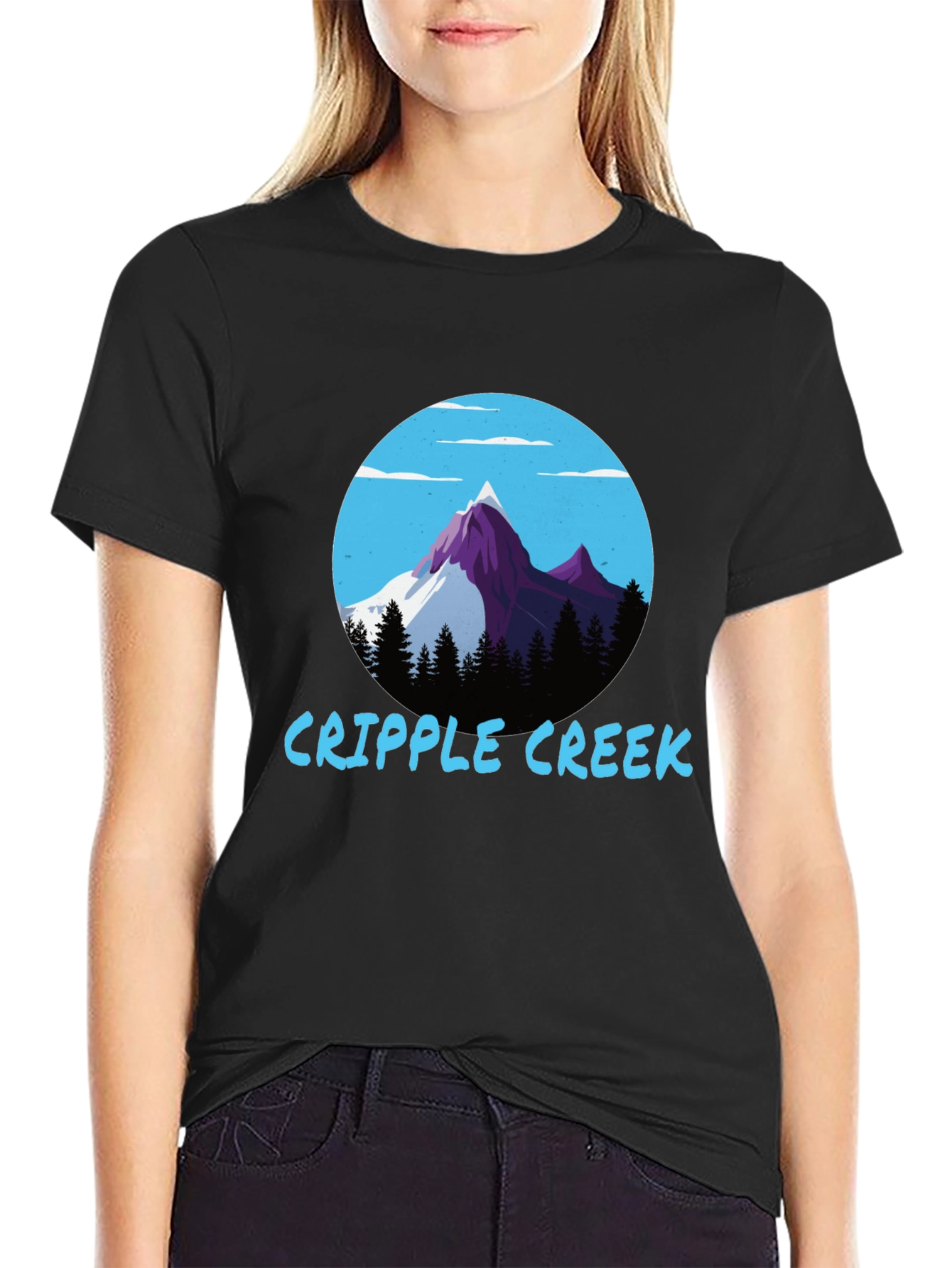 Black Cripple Creek Graphic Tee - Mountain Scene view 2