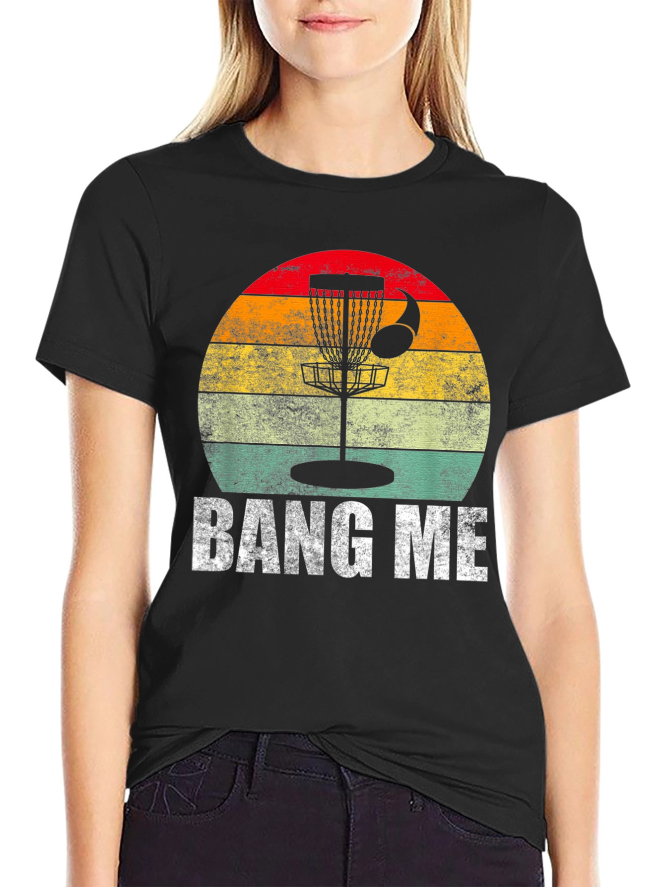 Black Bang Me Disc Golf T-Shirt - Sunset Basket Tee view 2
