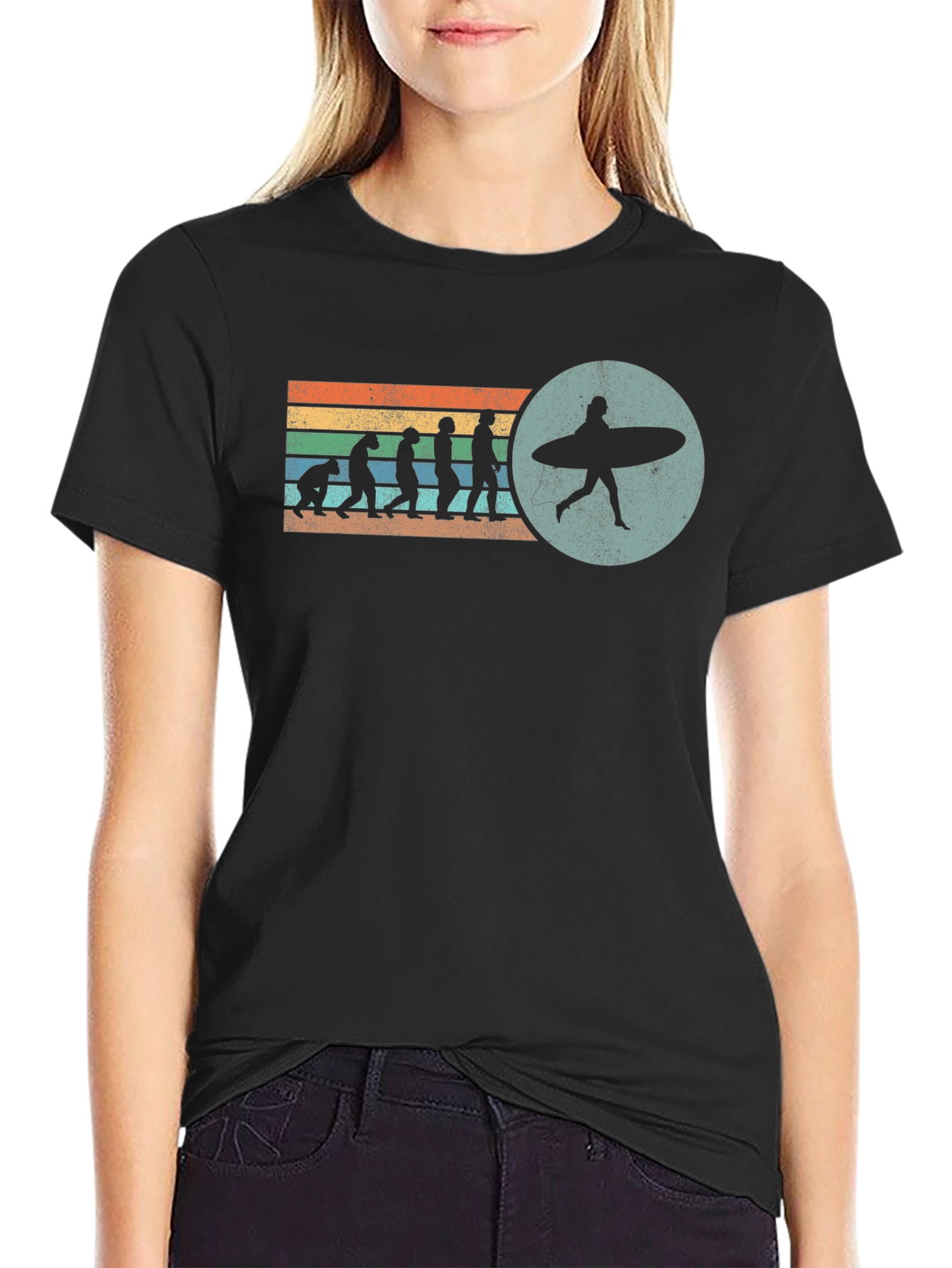 Black Evolution of Surfing Graphic Tee - Black view 2