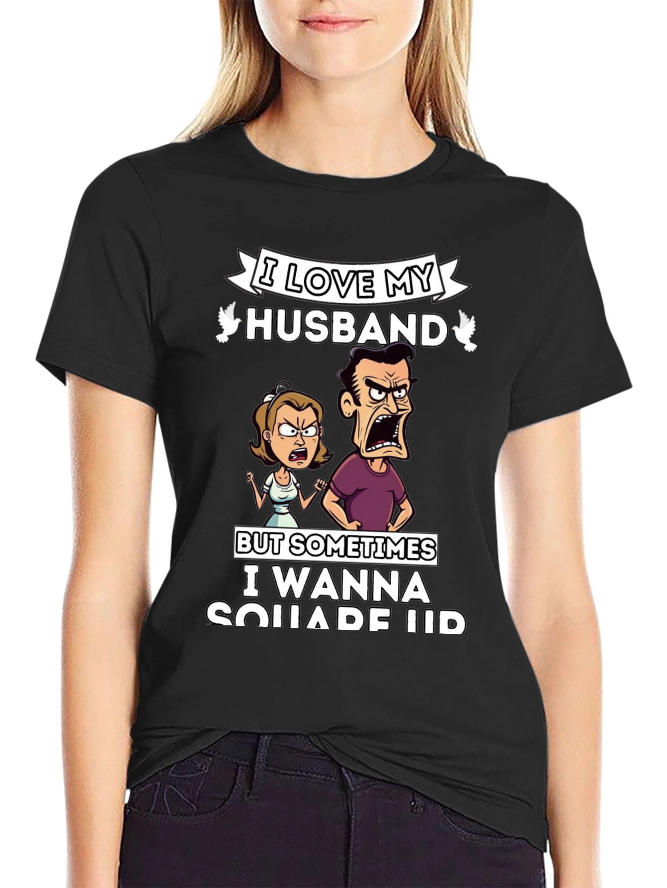 Black I Love My Husband T-Shirt view 2