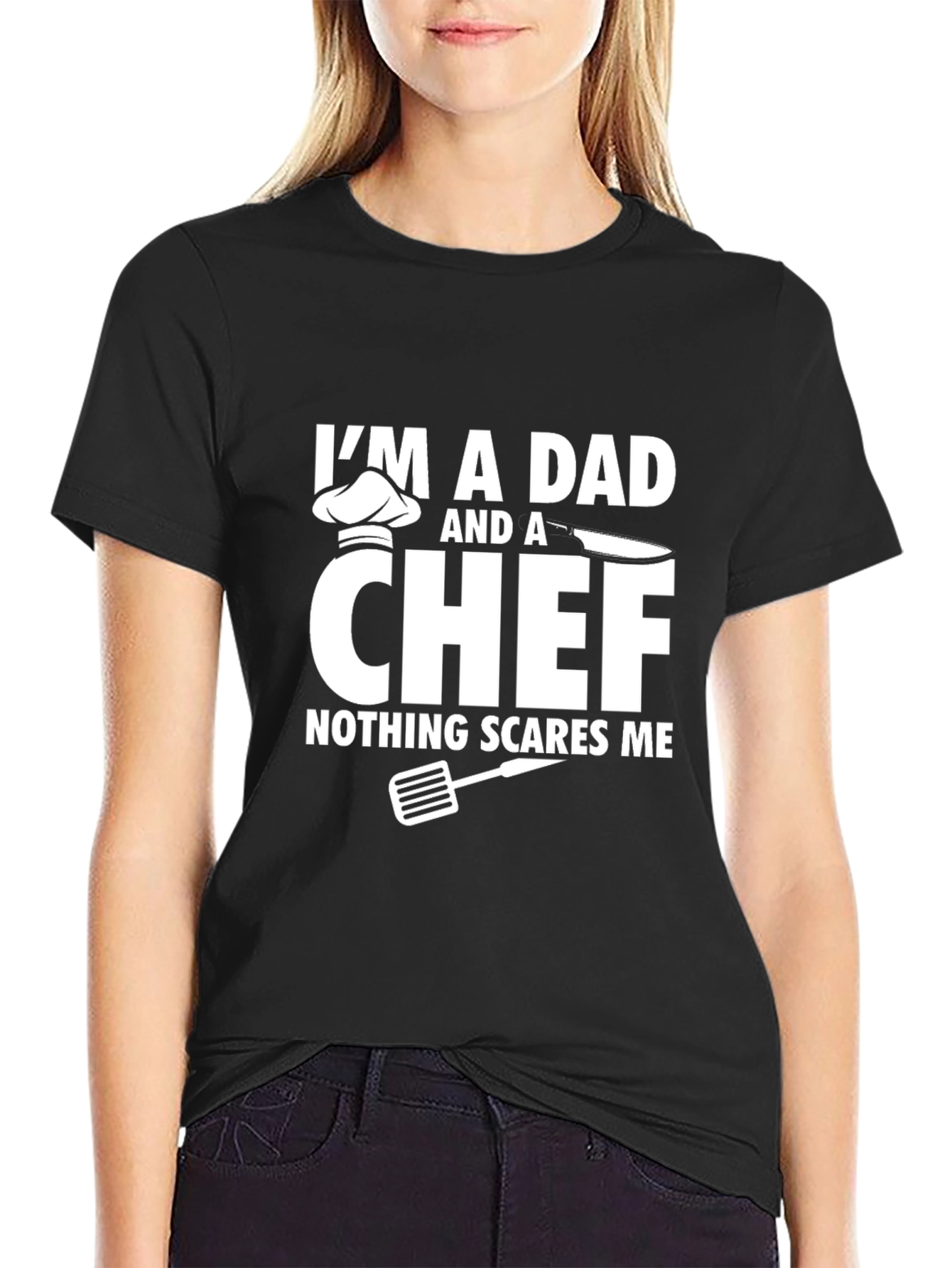 Black Dad Chef T-Shirt - Nothing Scares Me! view 2