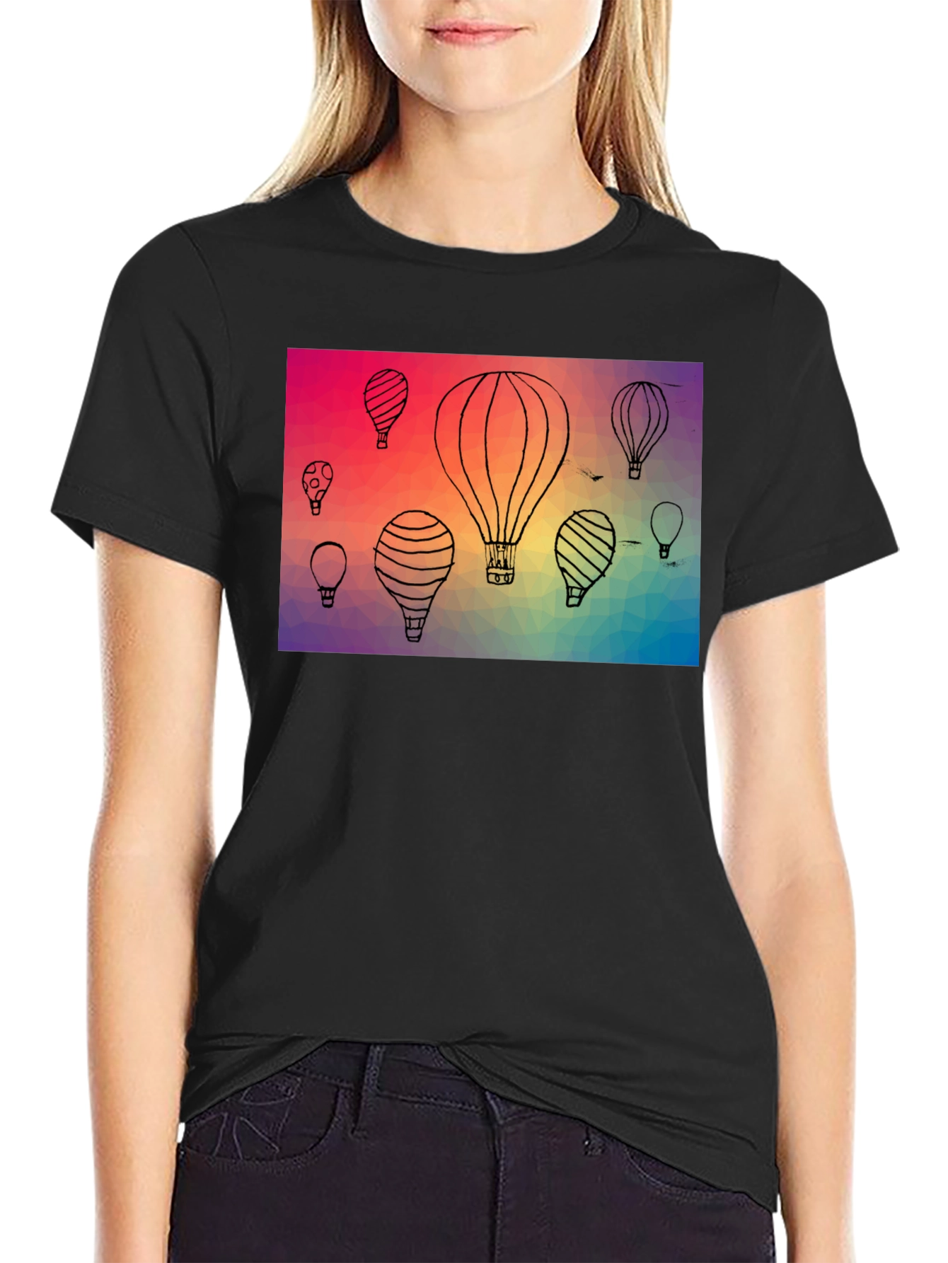 Black Hot Air Balloon Graphic Tee - Black view 2