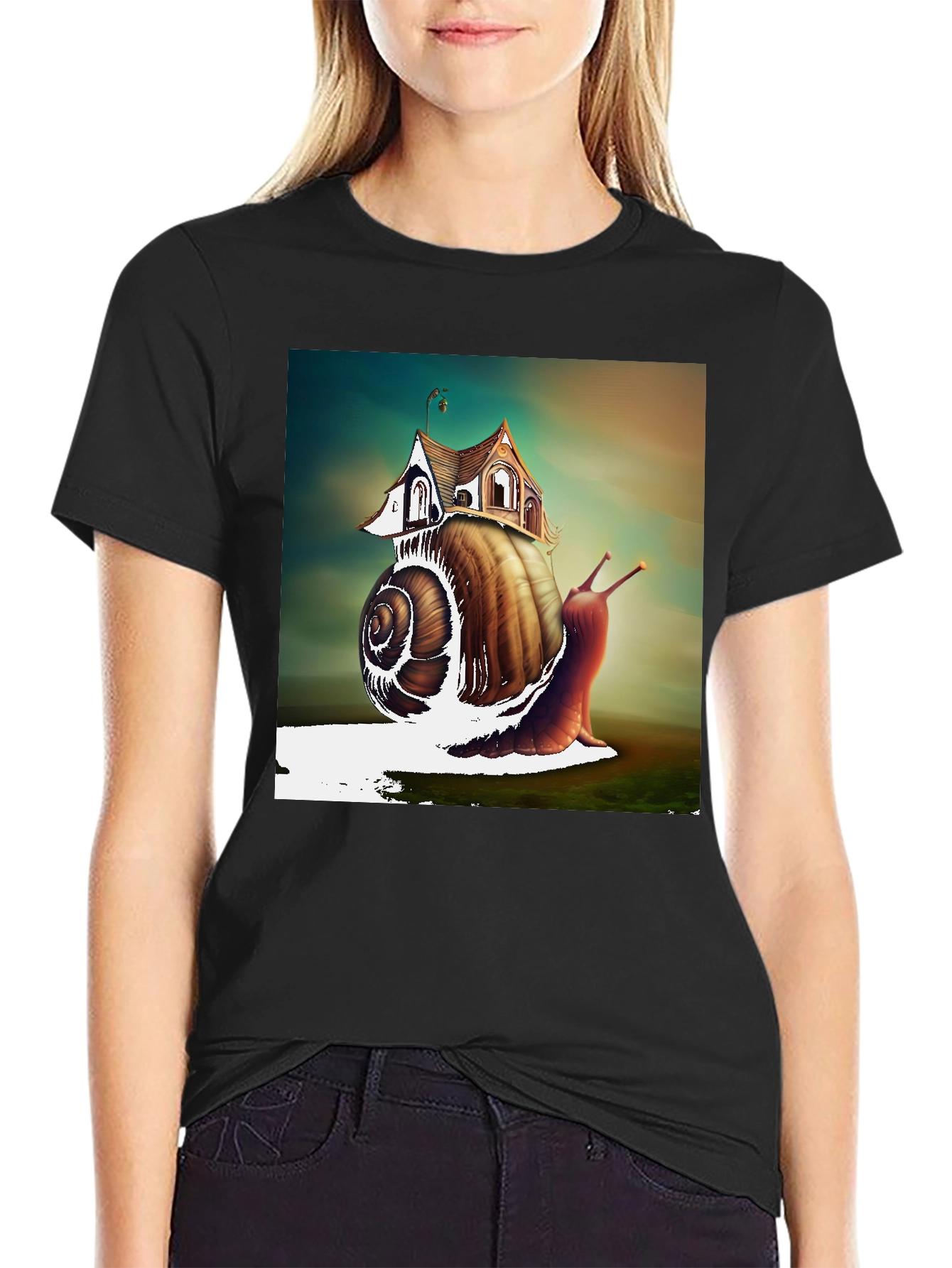 Black Snail House Graphic Tee - Unique Design view 2