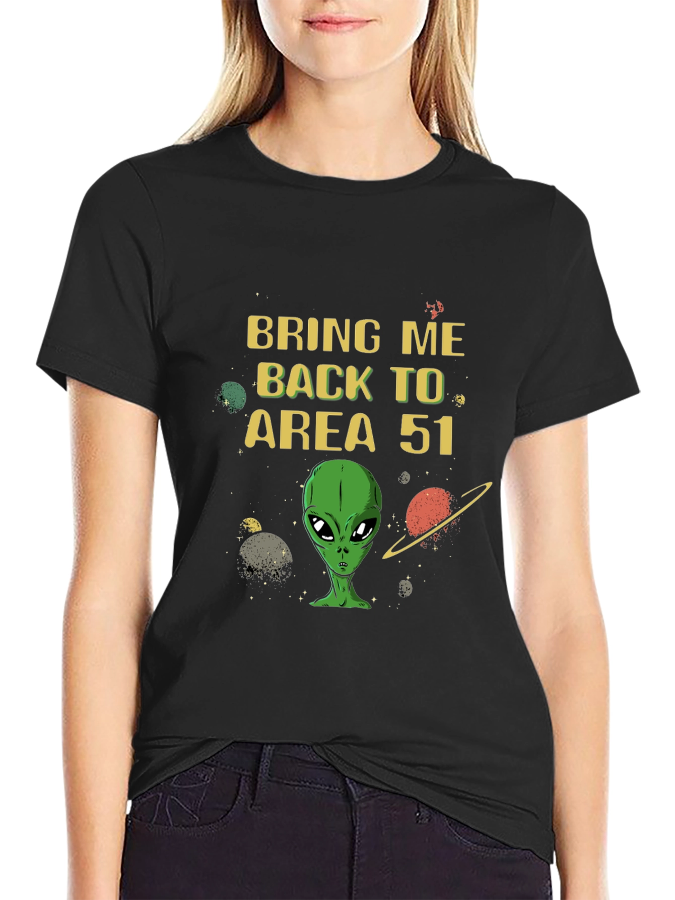 Black Bring Me Back to Area 51 T-Shirt view 2