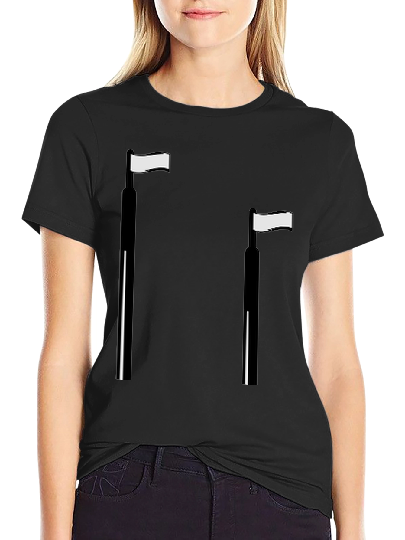 Black Minimalist Flag T-Shirt - Casual Style view 2