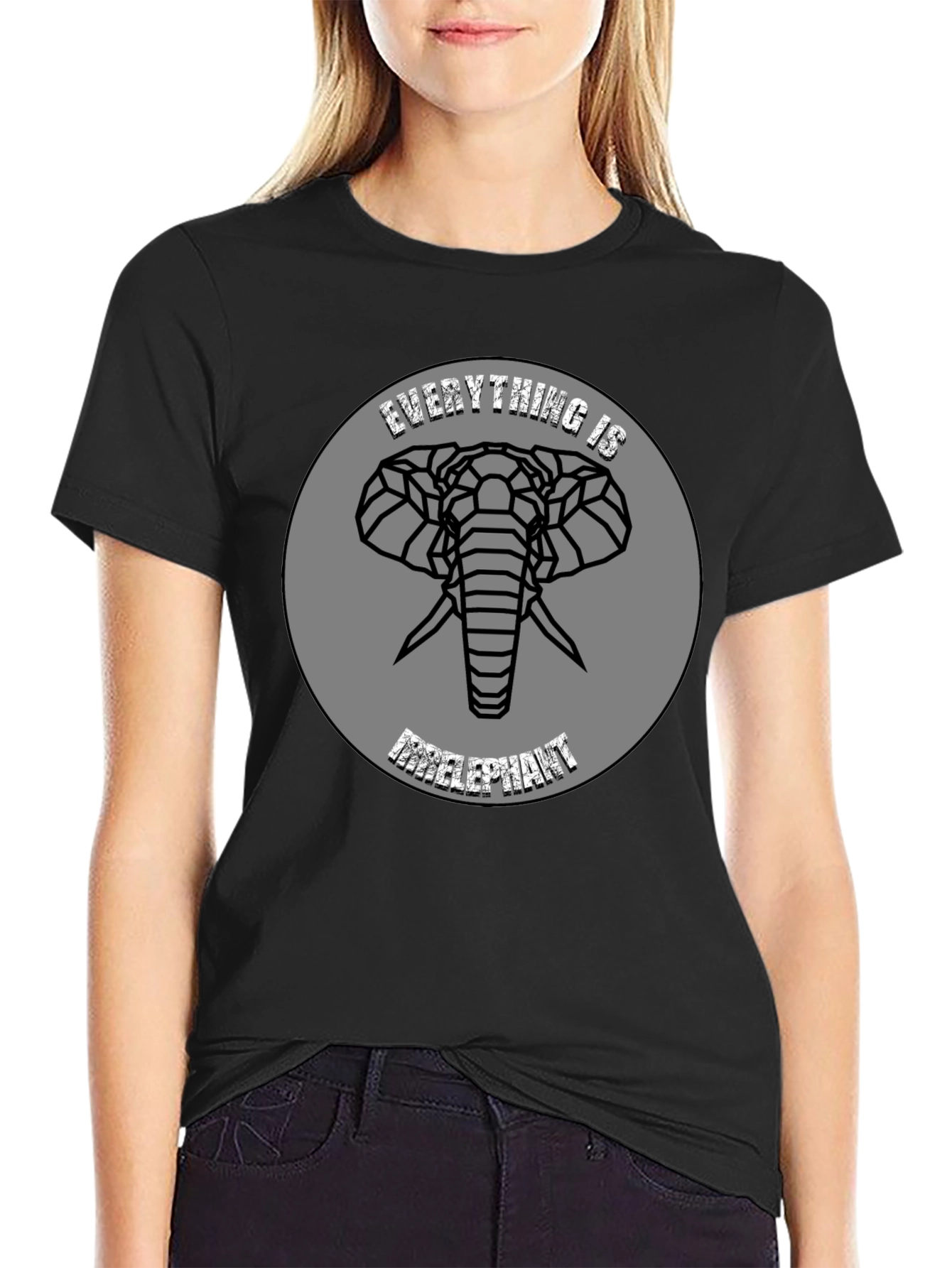 Black Geometric Elephant T-Shirt - Stylish Graphic Tee view 2