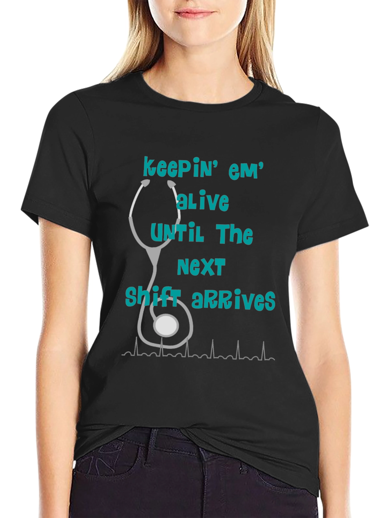 Black Nurse T-Shirt - Keepin' Em' Alive! view 2