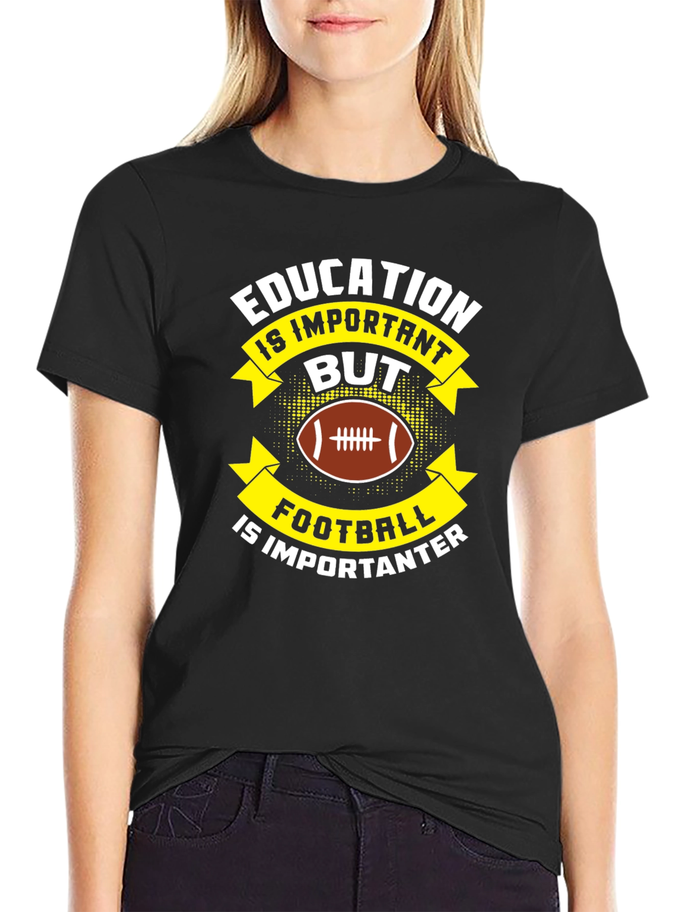 Black Education vs Football T-Shirt view 2