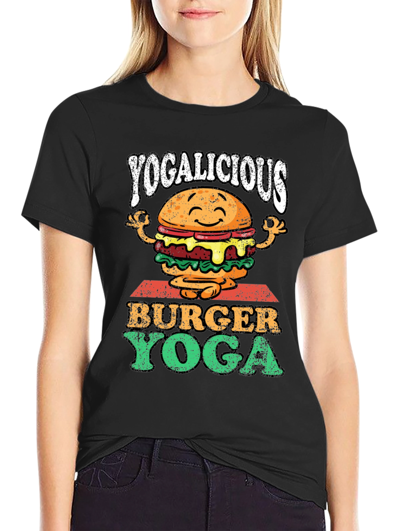 Black Yogalicious Burger Yoga Graphic Tee view 2