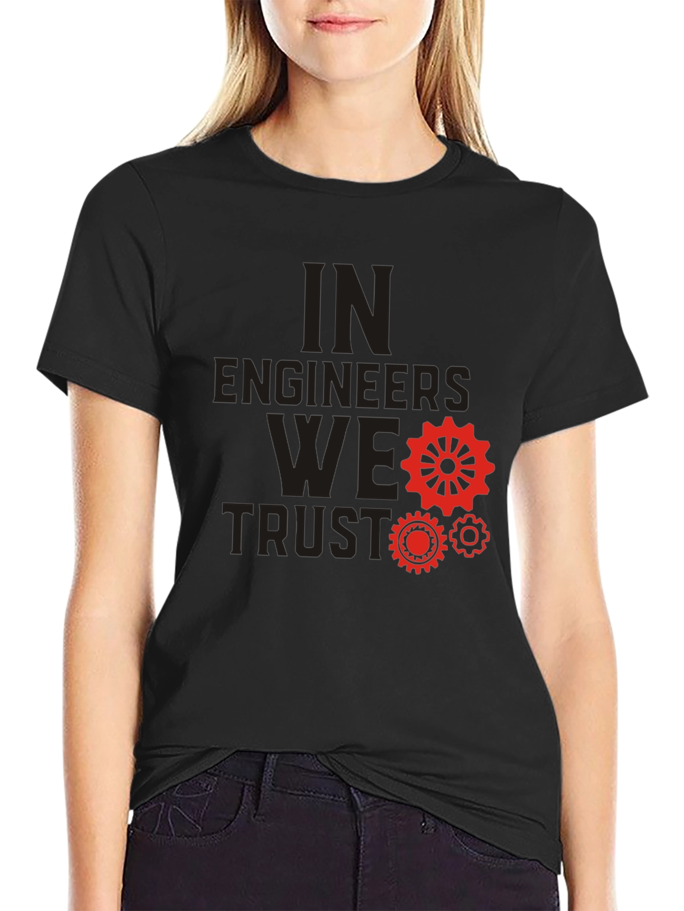 Black In Engineers We Trust Black T-Shirt view 2