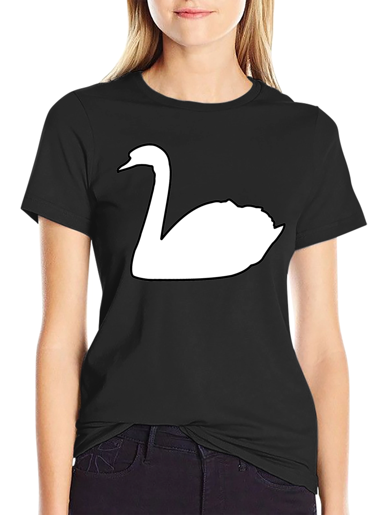 Black Swan Graphic Tee - Black Cotton Casual Shirt view 2