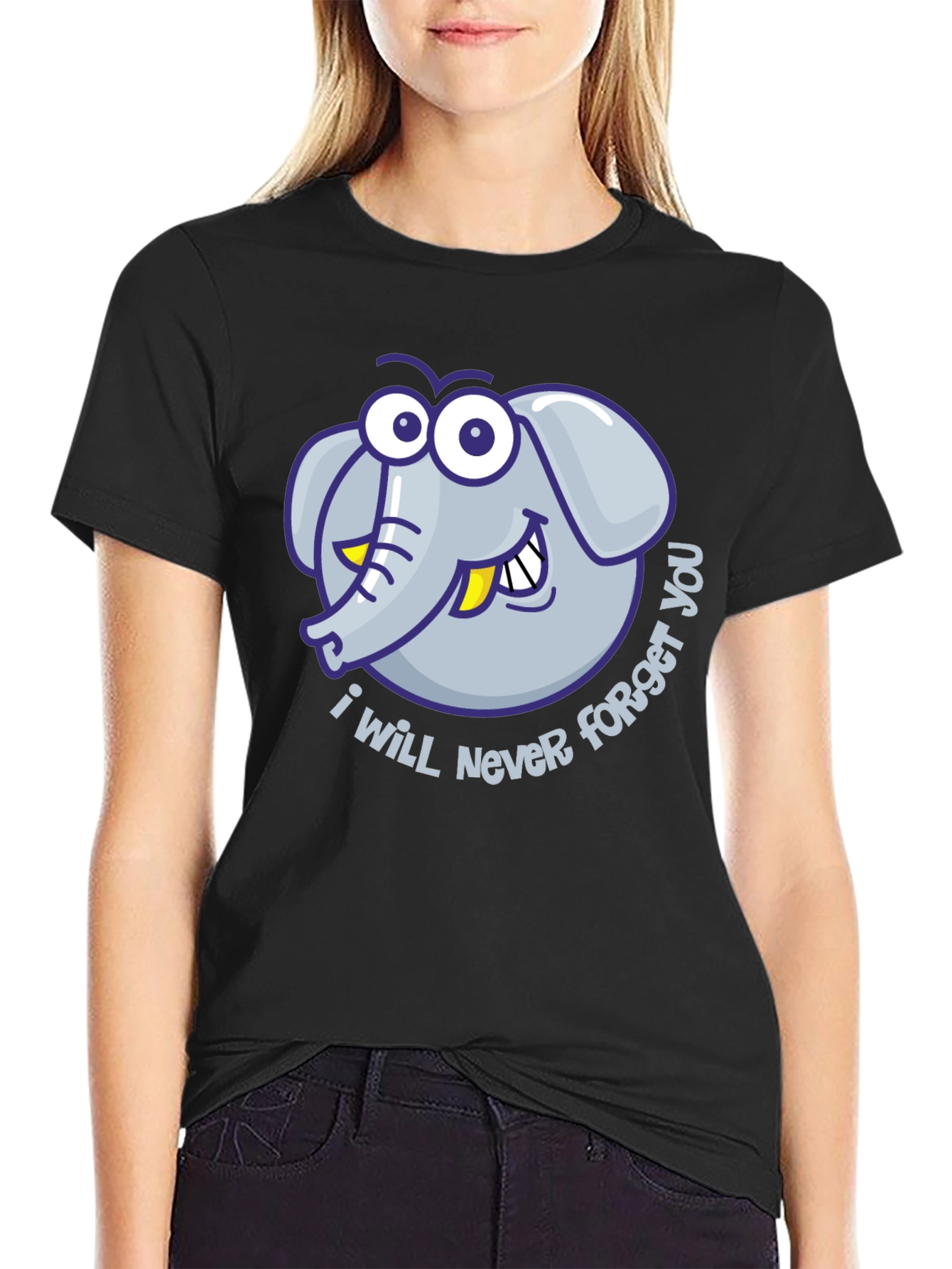 Black I Will Never Forget You Elephant Graphic Tee view 2