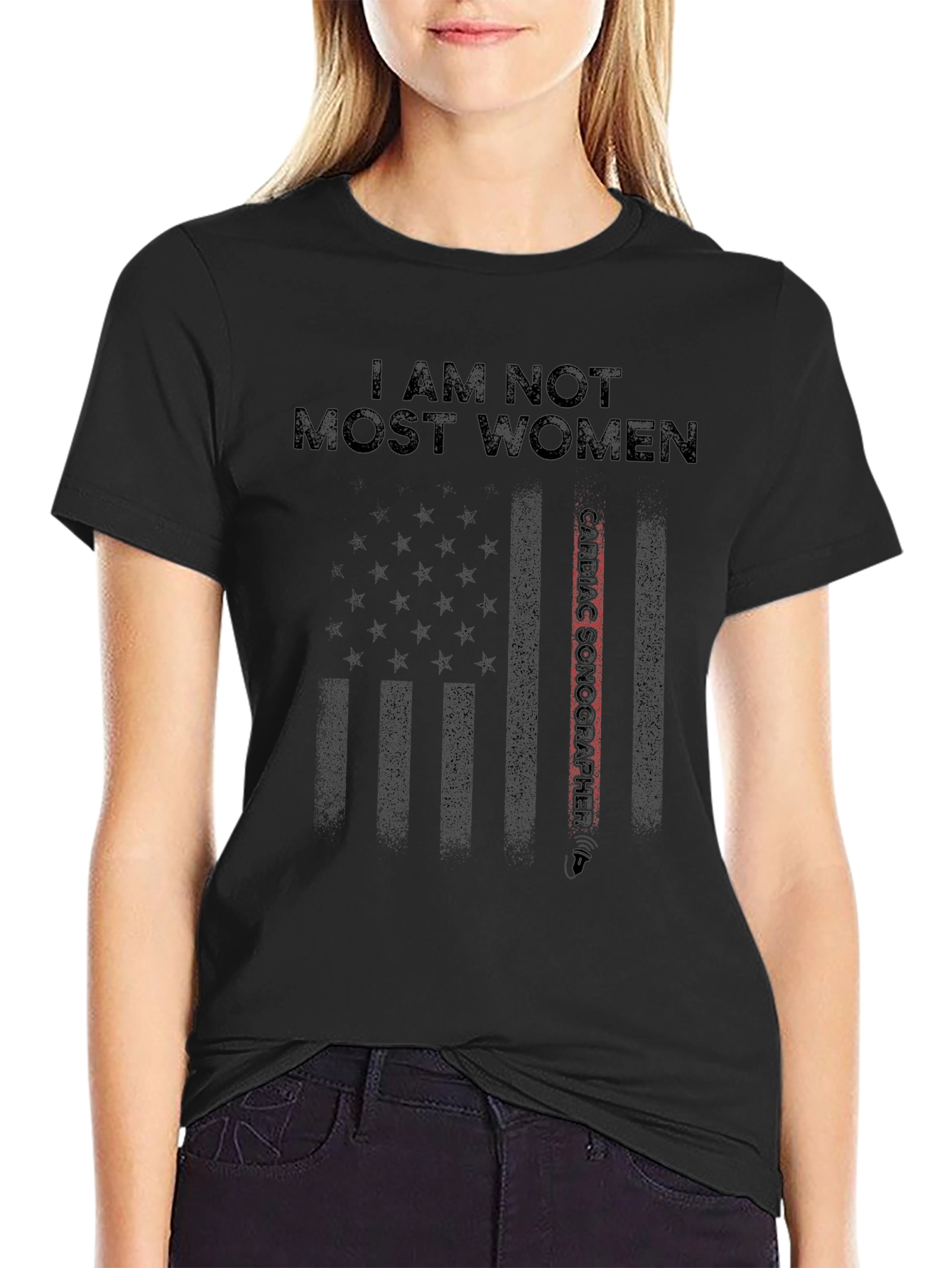 Black I Am Not Most Women - Cardiac Sonographer T-Shirt view 2