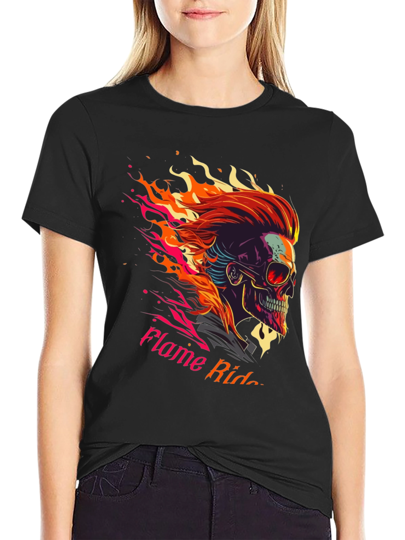 Black Flame Rider Graphic T-Shirt view 2