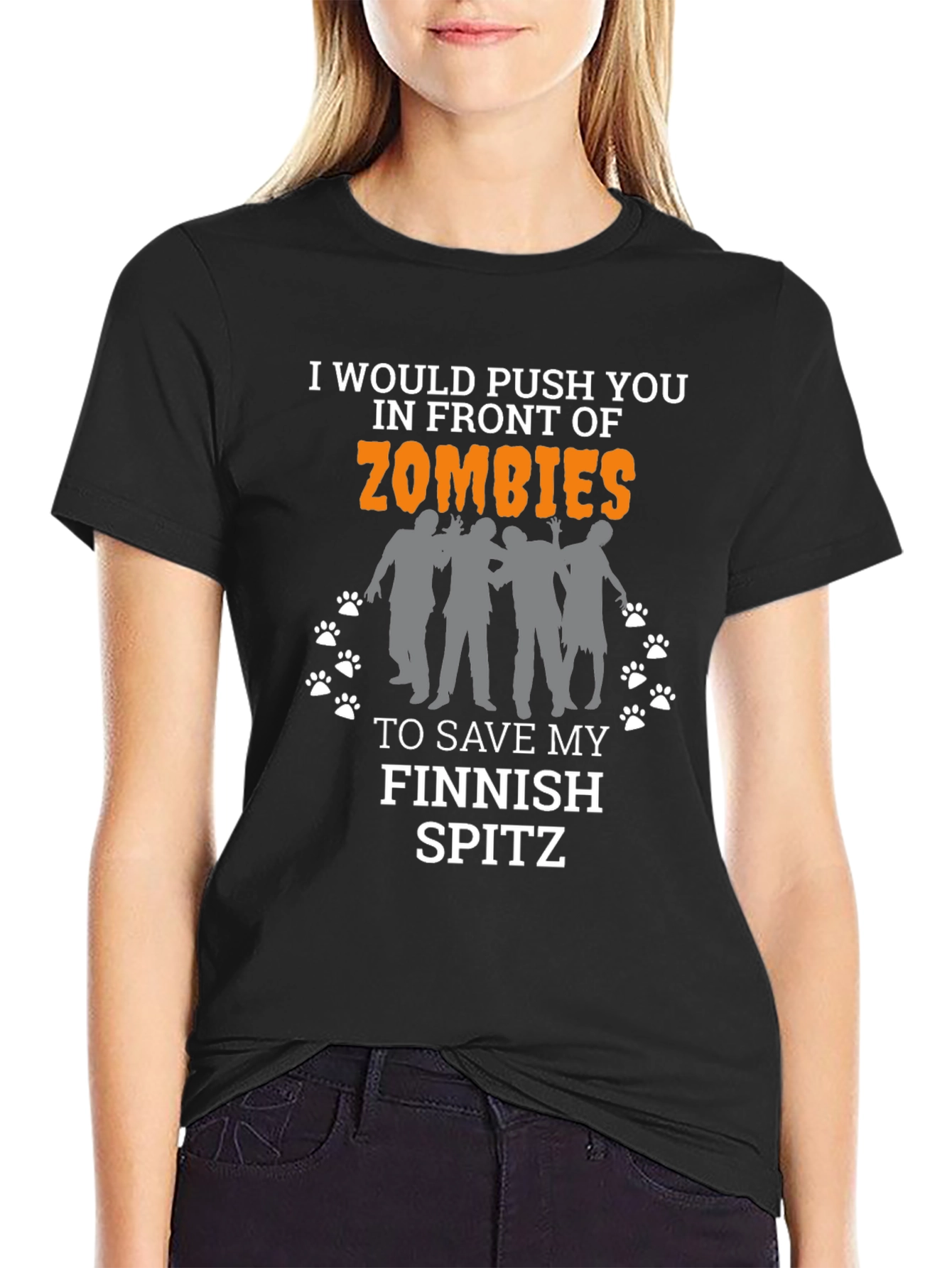 Black Zombie Finnish Spitz T-Shirt view 2