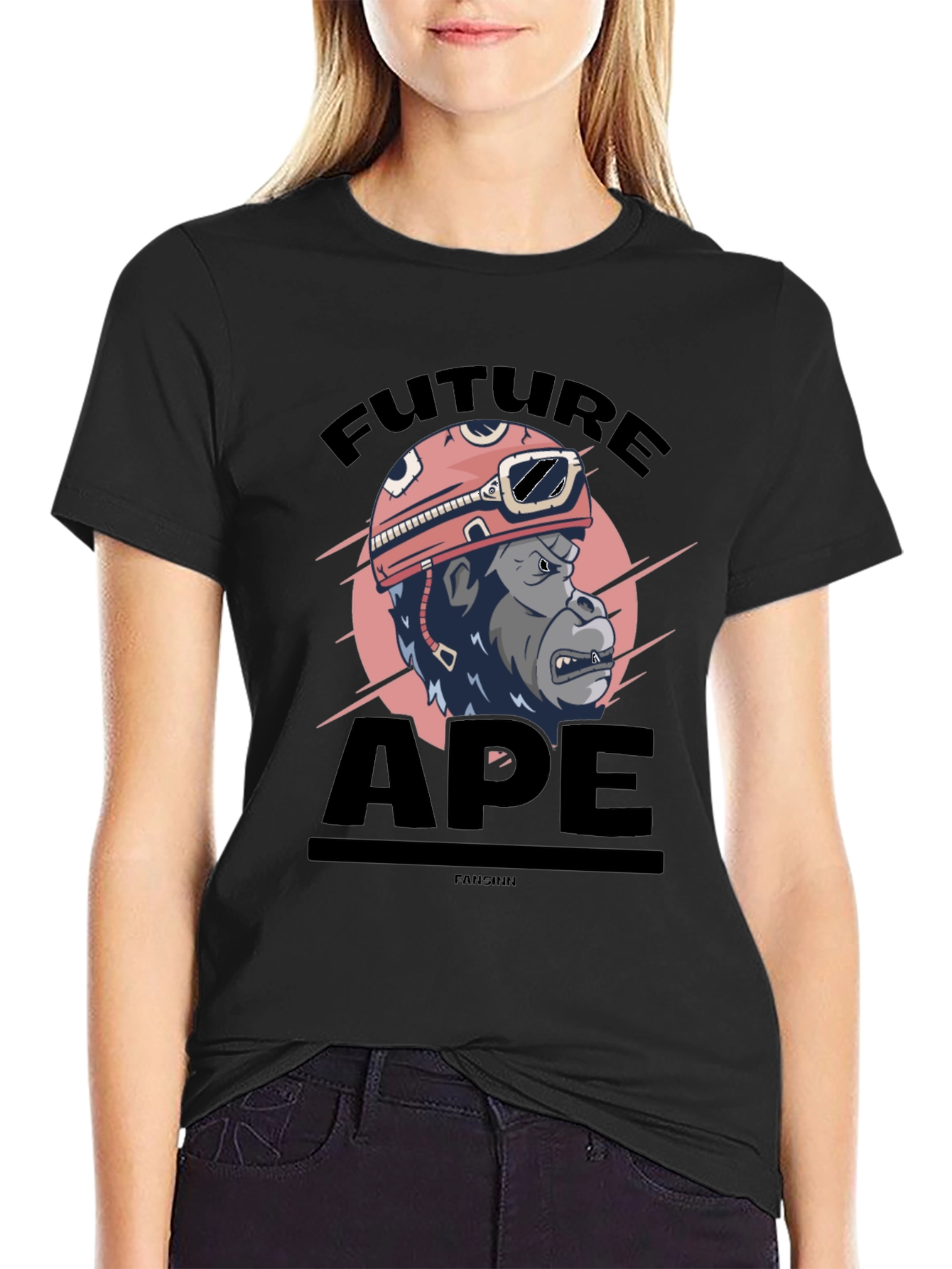 Black Future Ape Graphic T-Shirt - Black view 2