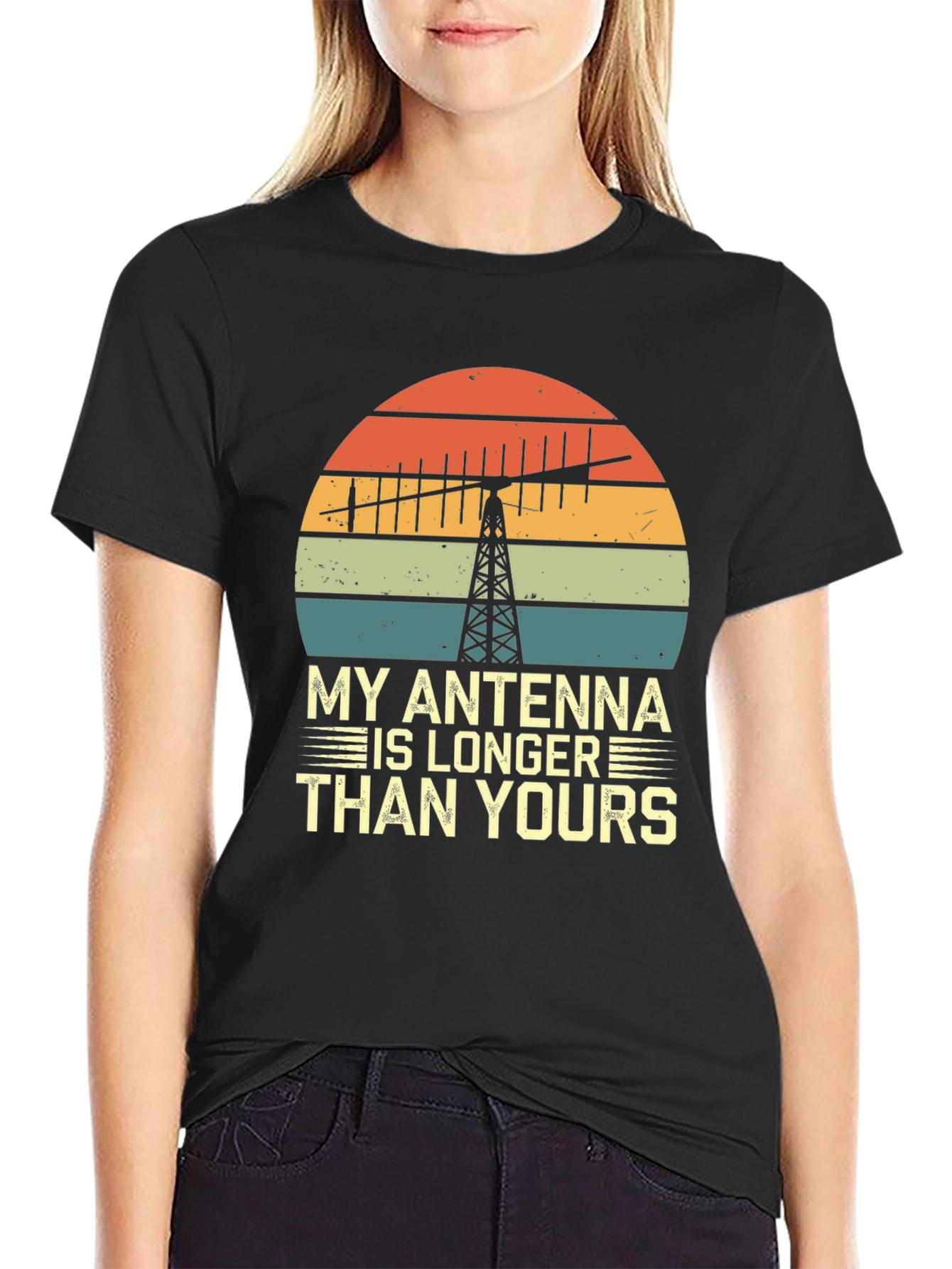 Black My Antenna Is Longer Than Yours Black T-Shirt view 2