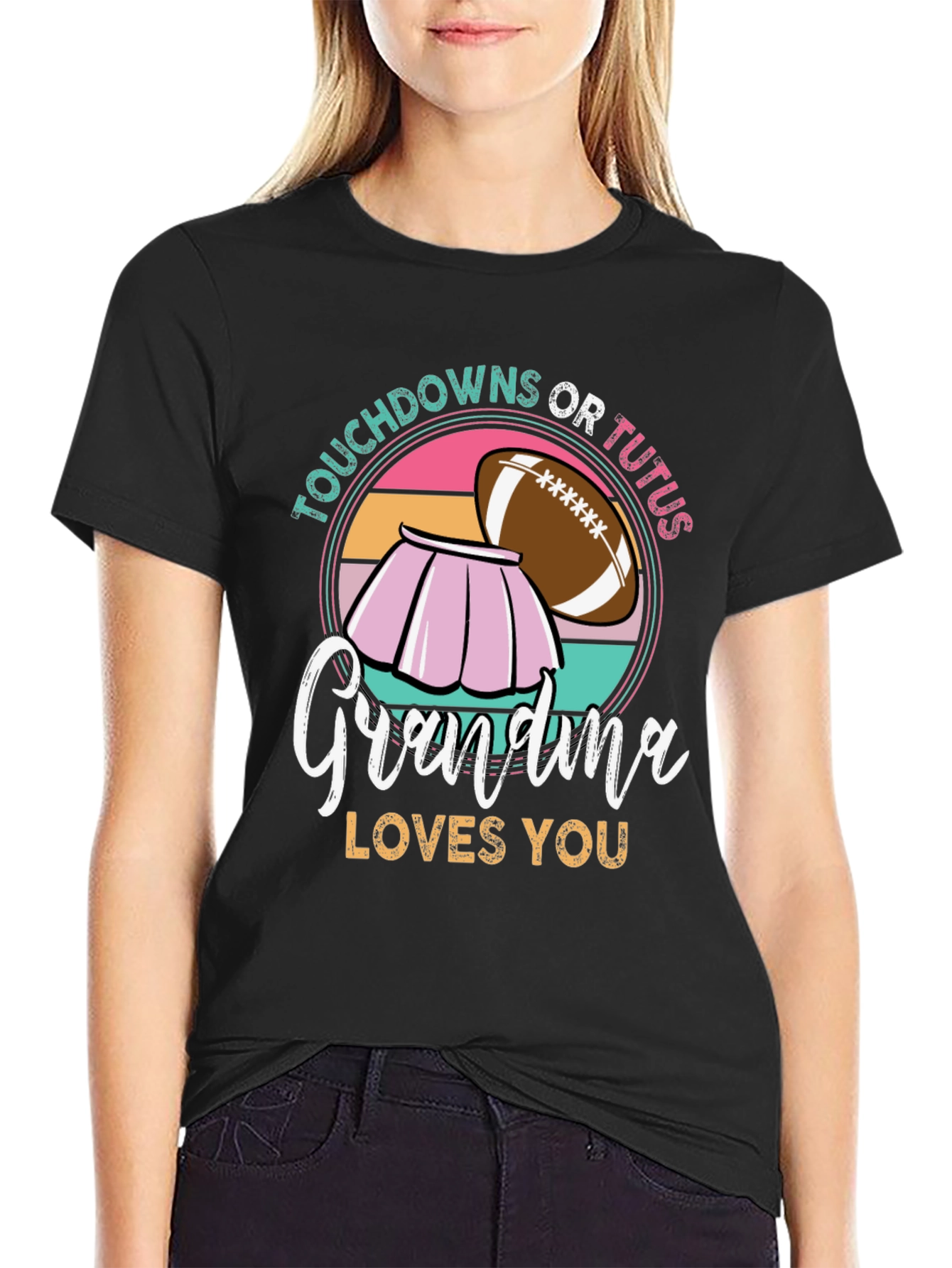 Black Touchdowns or Tutus Grandma T-Shirt view 2