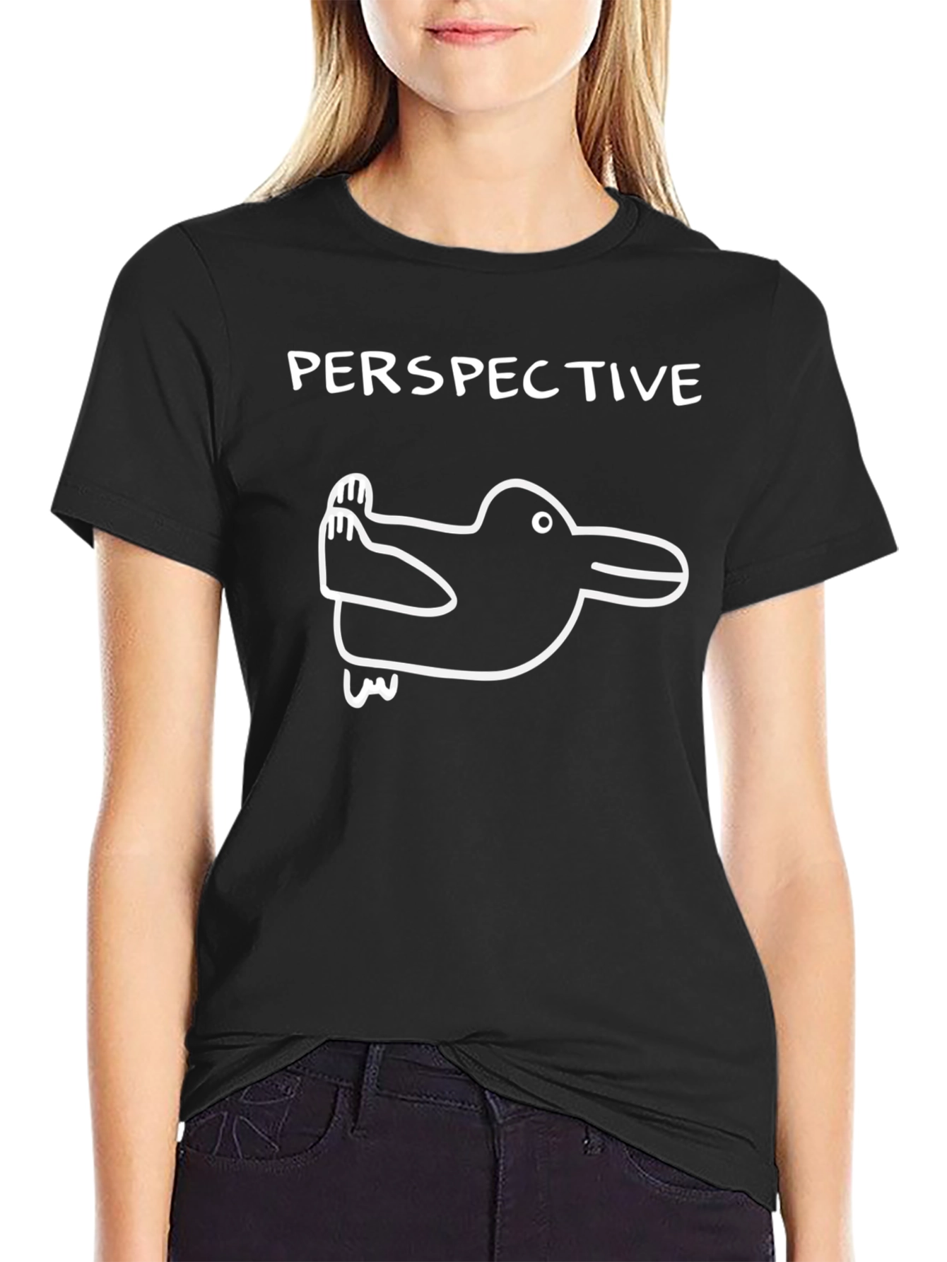 Black Perspective Duck Rabbit T-Shirt Optical Illusion Tee view 2