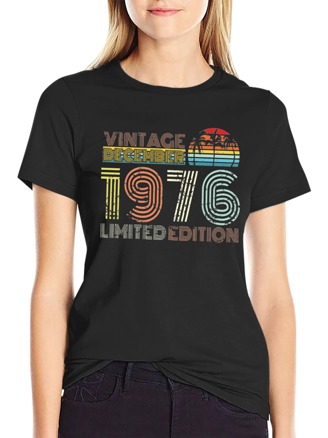 Black Vintage December 1976 Limited Edition T-Shirt view 2