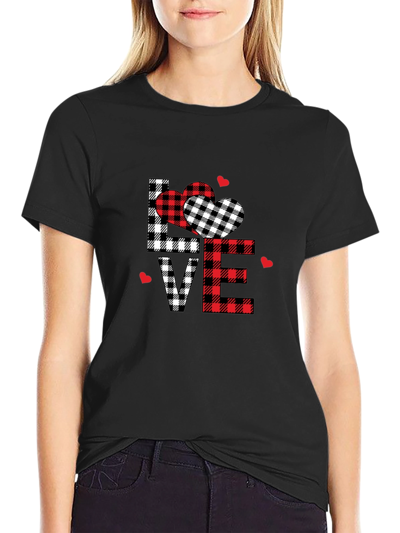 Black Love Plaid Graphic Tee view 2