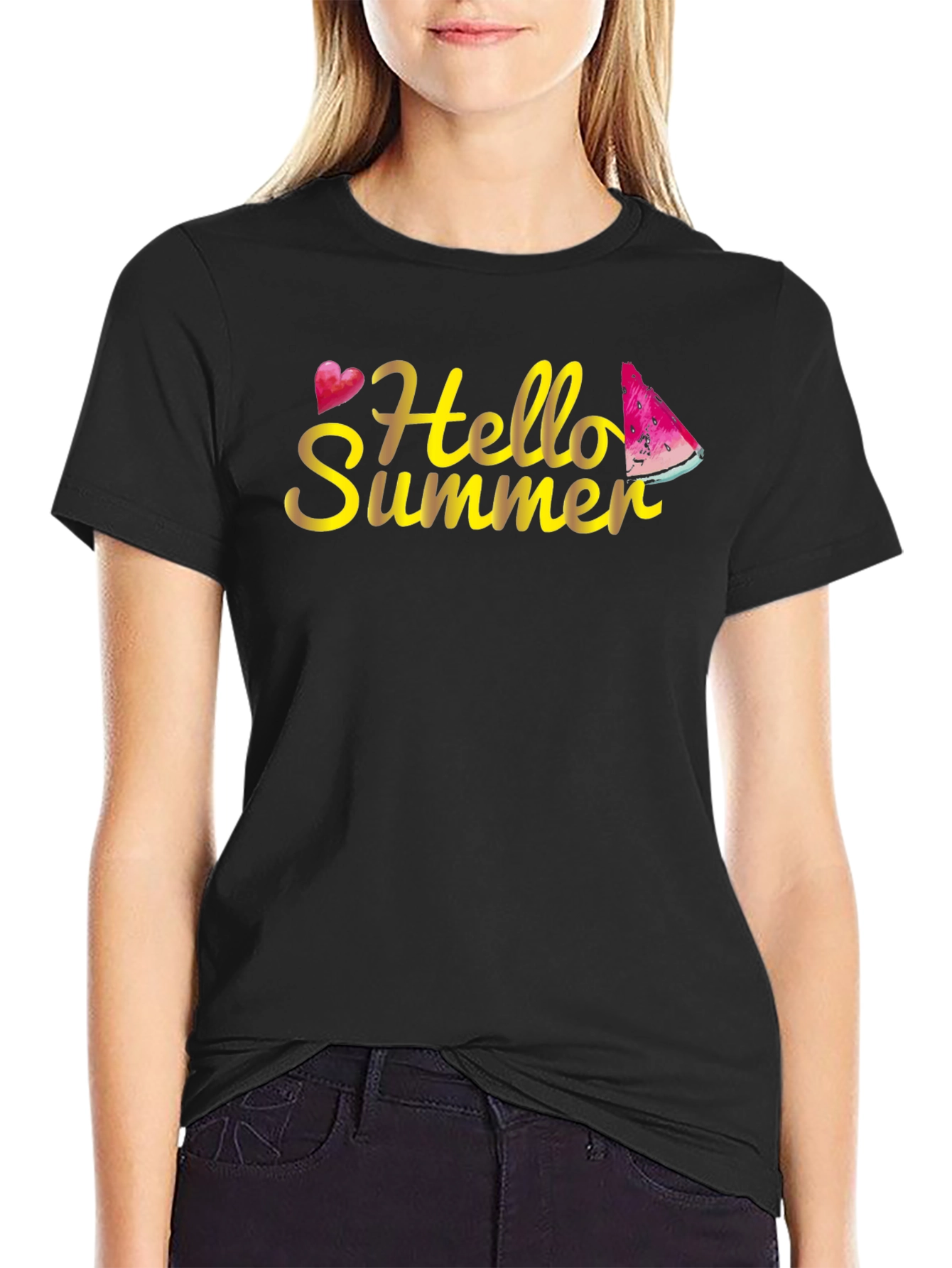 Black Hello Summer Black T-Shirt view 2