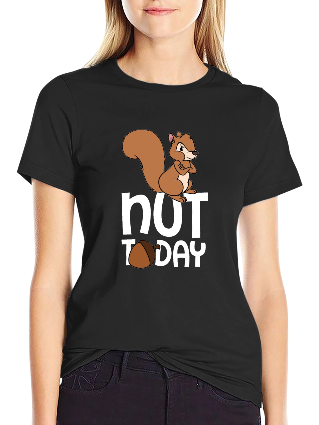 Black Nut Today Squirrel Graphic Tee - Funny Novelty T-Shirt view 2