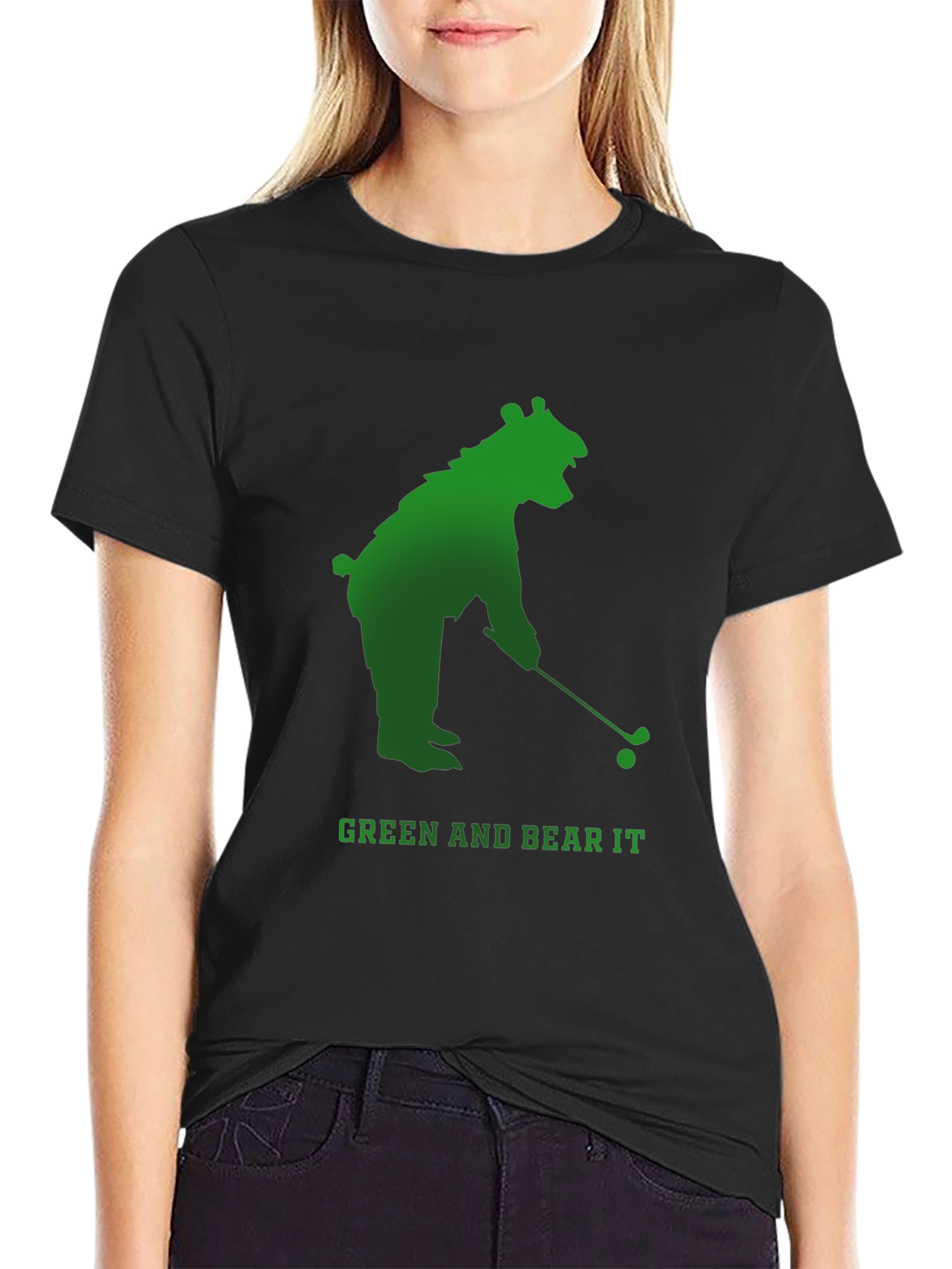 Black Green and Bear It Golf T-Shirt view 2