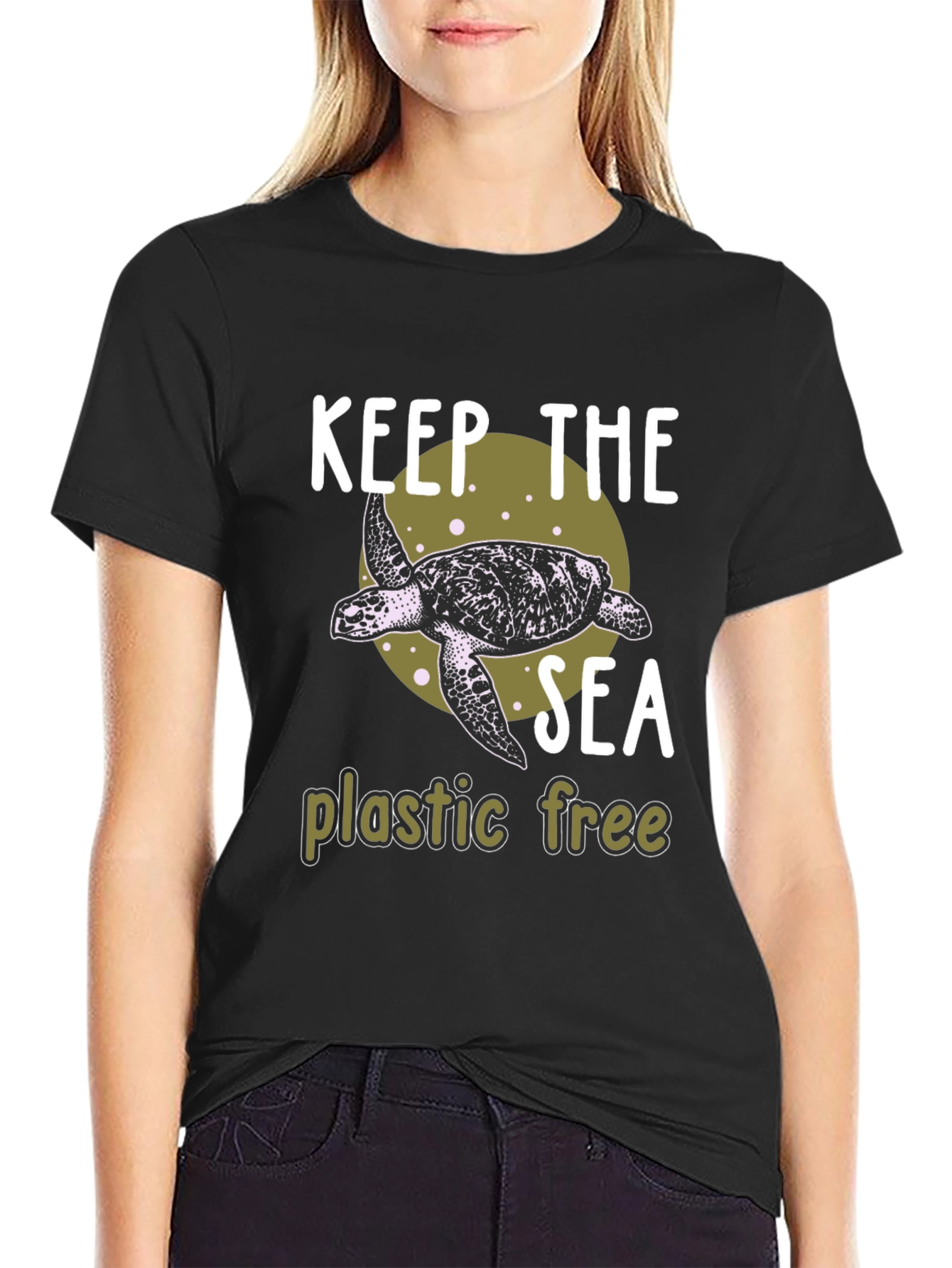 Black Keep the Sea Plastic Free Graphic Tee view 2