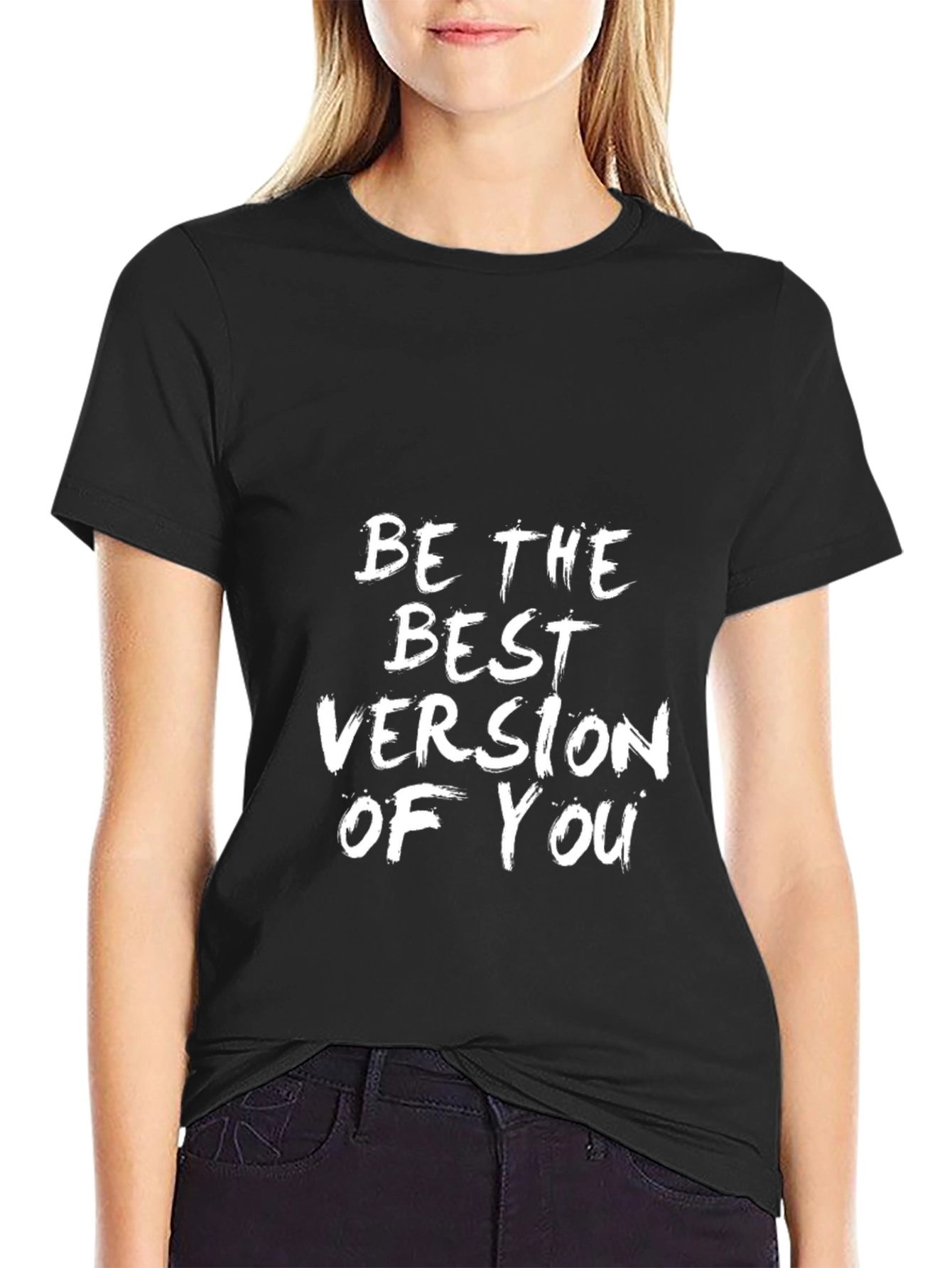 Black Inspirational Graphic T-Shirt - Be the Best Version of You view 2