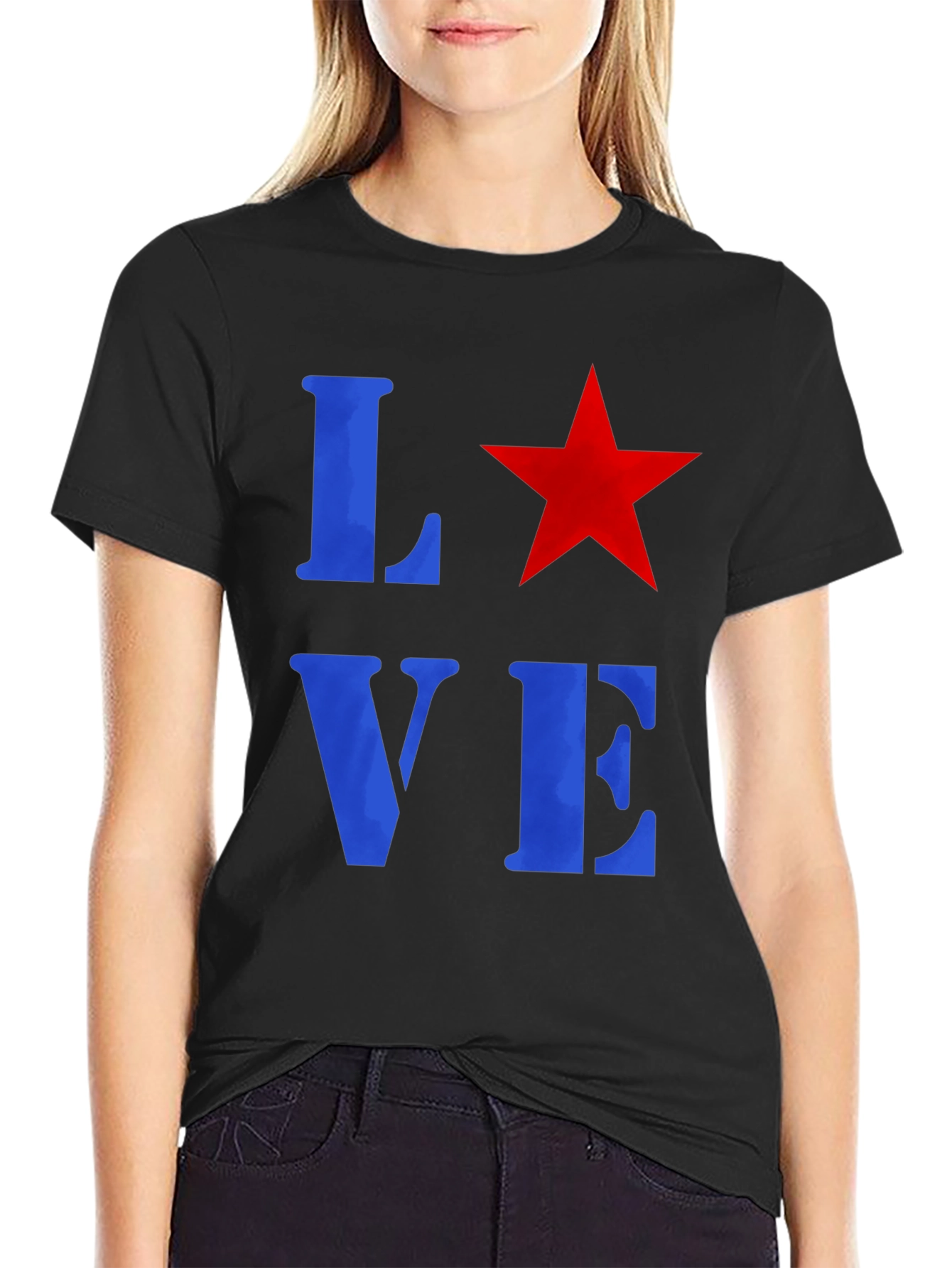Black Love Star Graphic Tee - Casual Unisex T-Shirt view 2