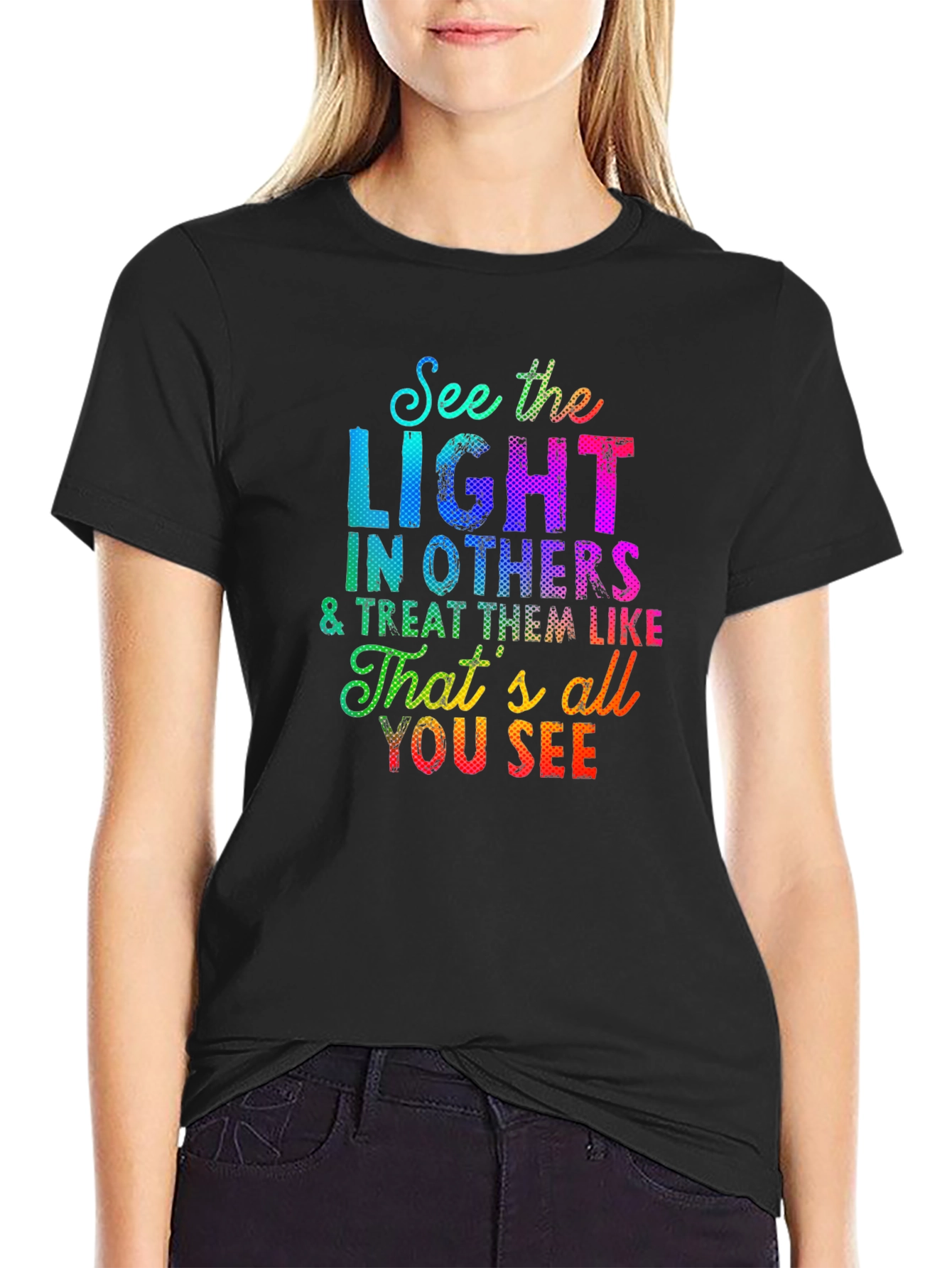 Black See the Light T-Shirt - Inspirational Graphic Tee view 2