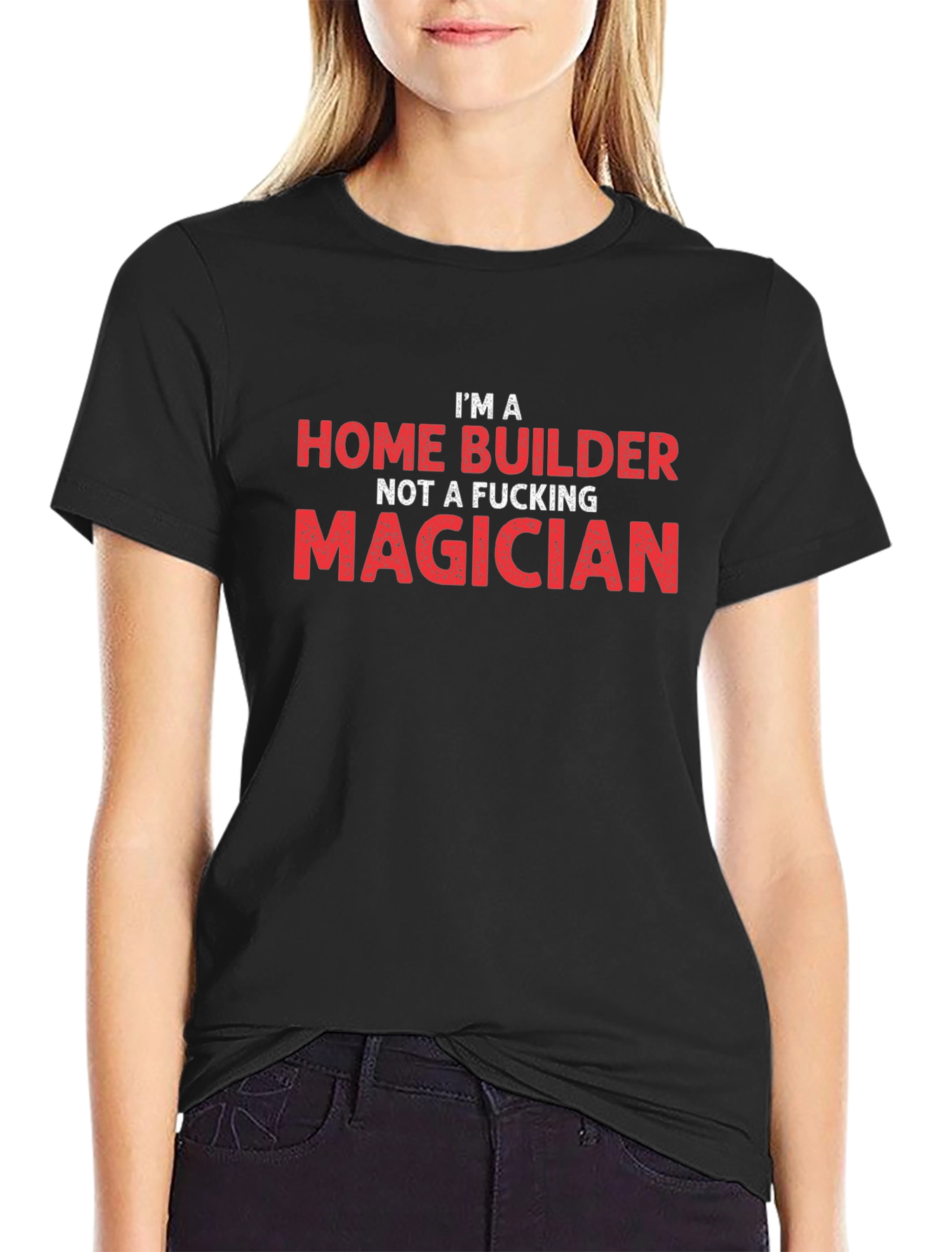 Black Home Builder T-Shirt - Funny Construction Worker Tee view 2