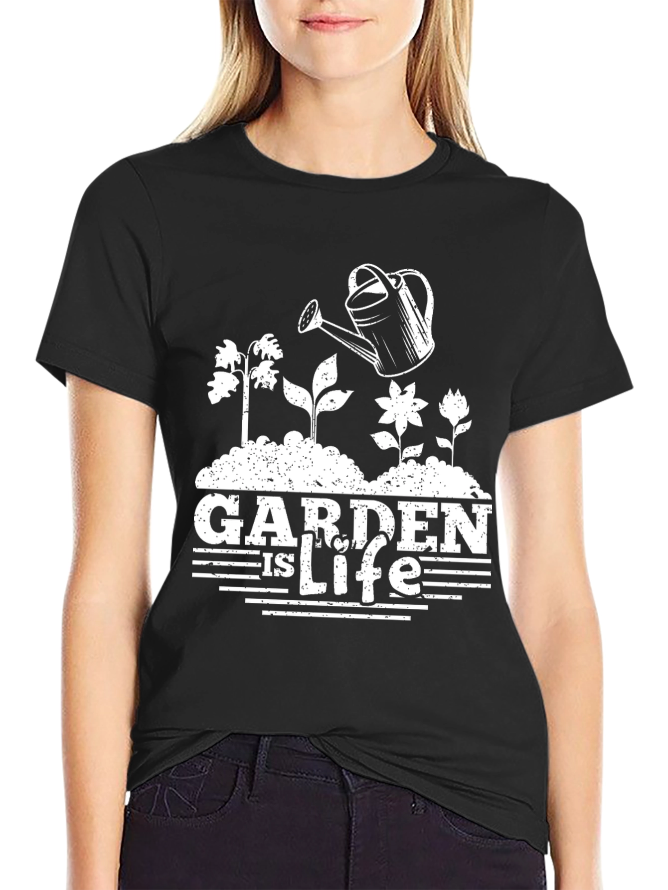 Black Garden is Life T-Shirt - Black Cotton Tee view 2