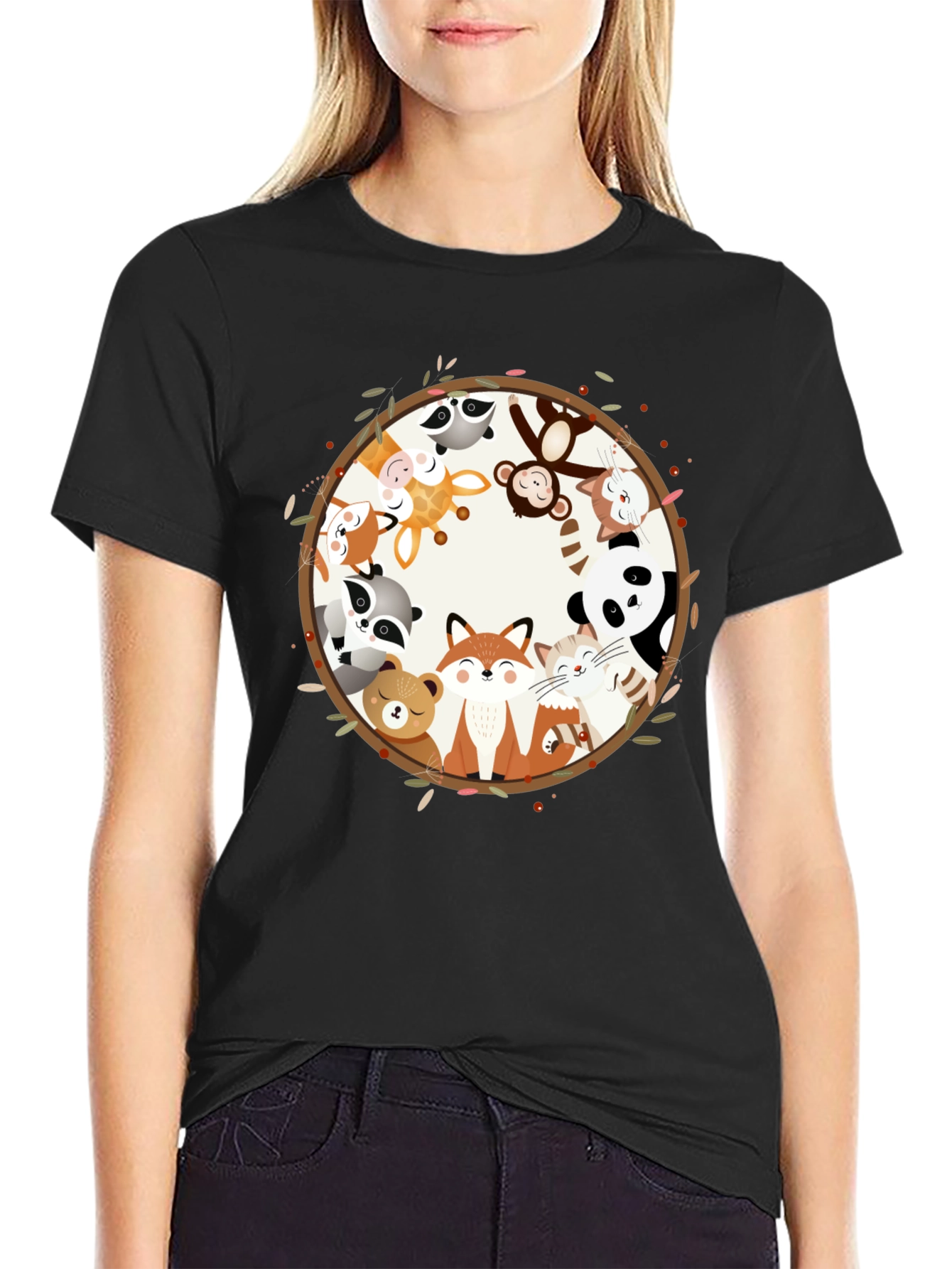 Black Animal Circle Graphic Tee - Unisex view 2