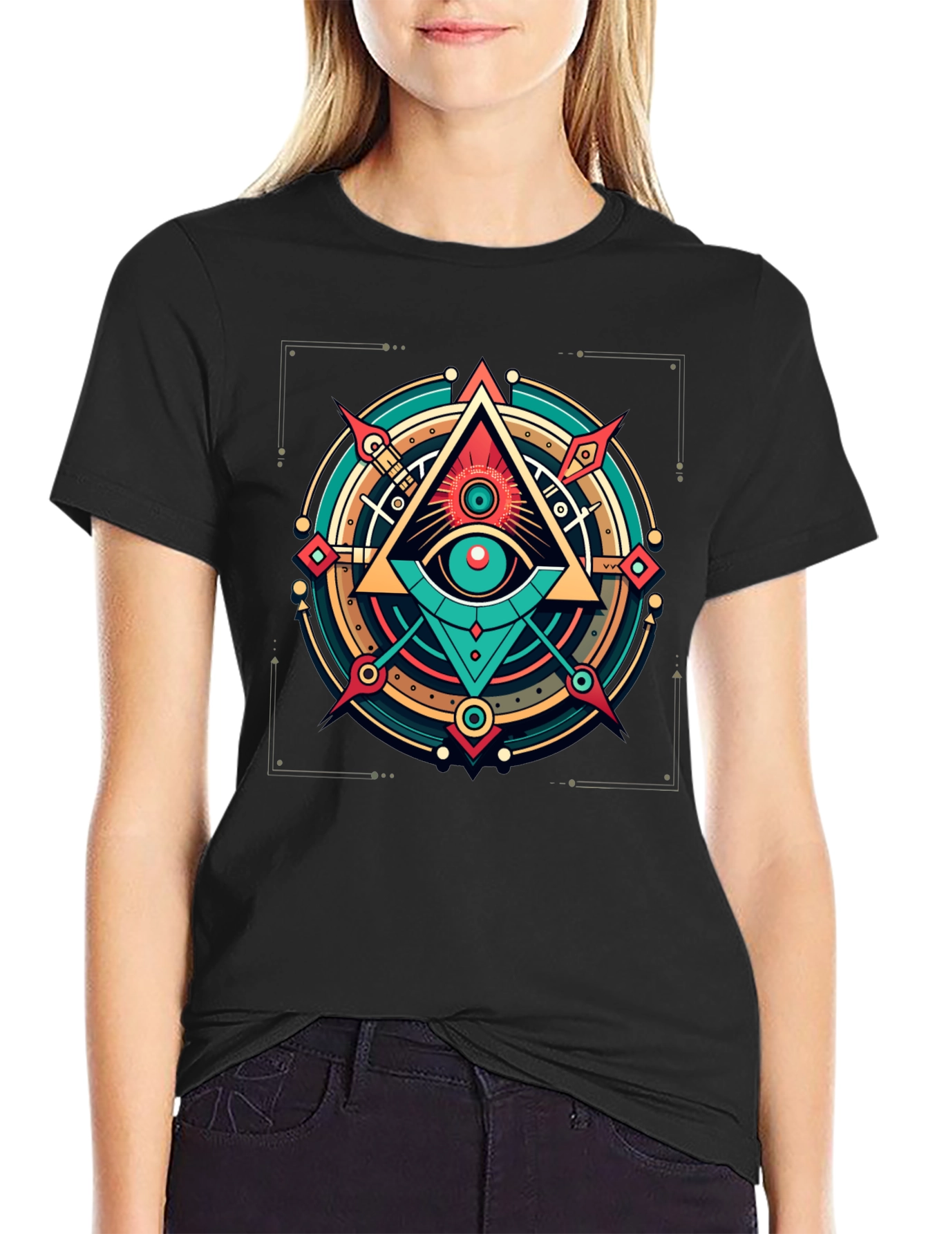 Black All Seeing Eye Graphic Tee - Modern Mystic Style view 2