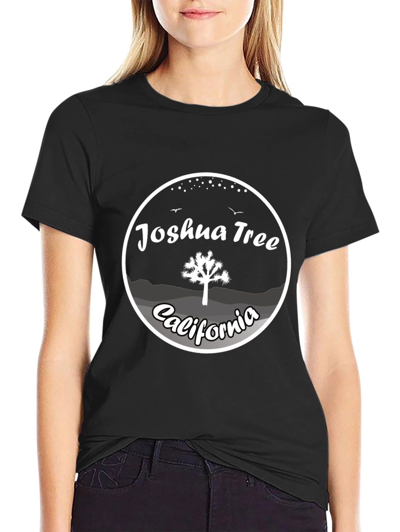 Black Joshua Tree California Graphic T-Shirt view 2