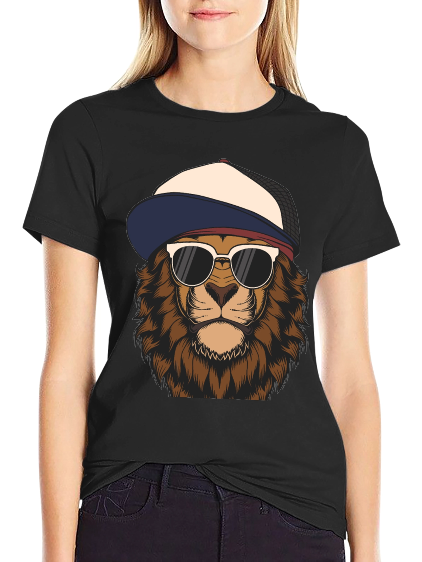 Black Cool Lion Graphic Tee - Trendy Urban Style view 2
