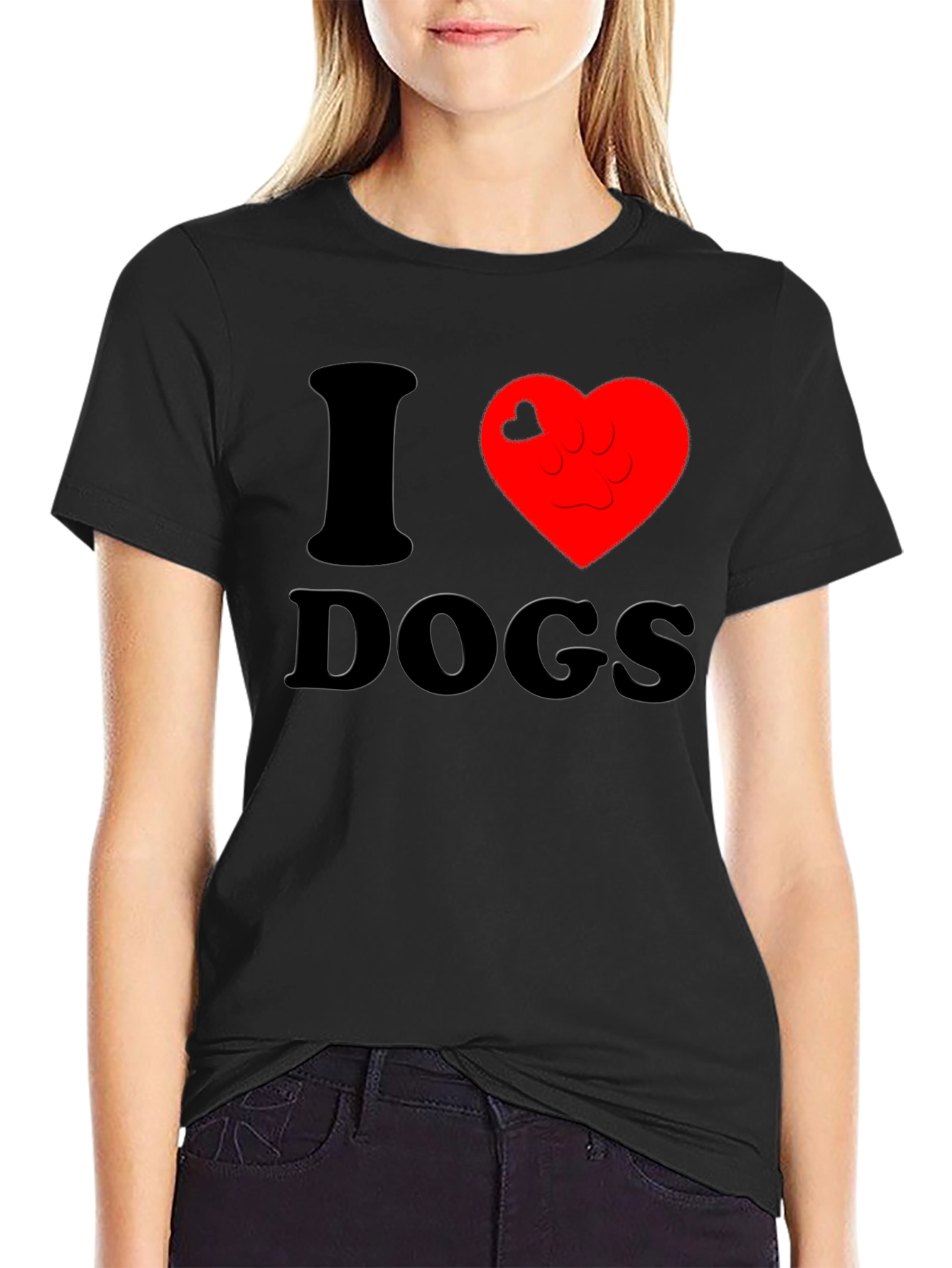 Black I Heart Dogs T-Shirt - Casual Comfort view 2