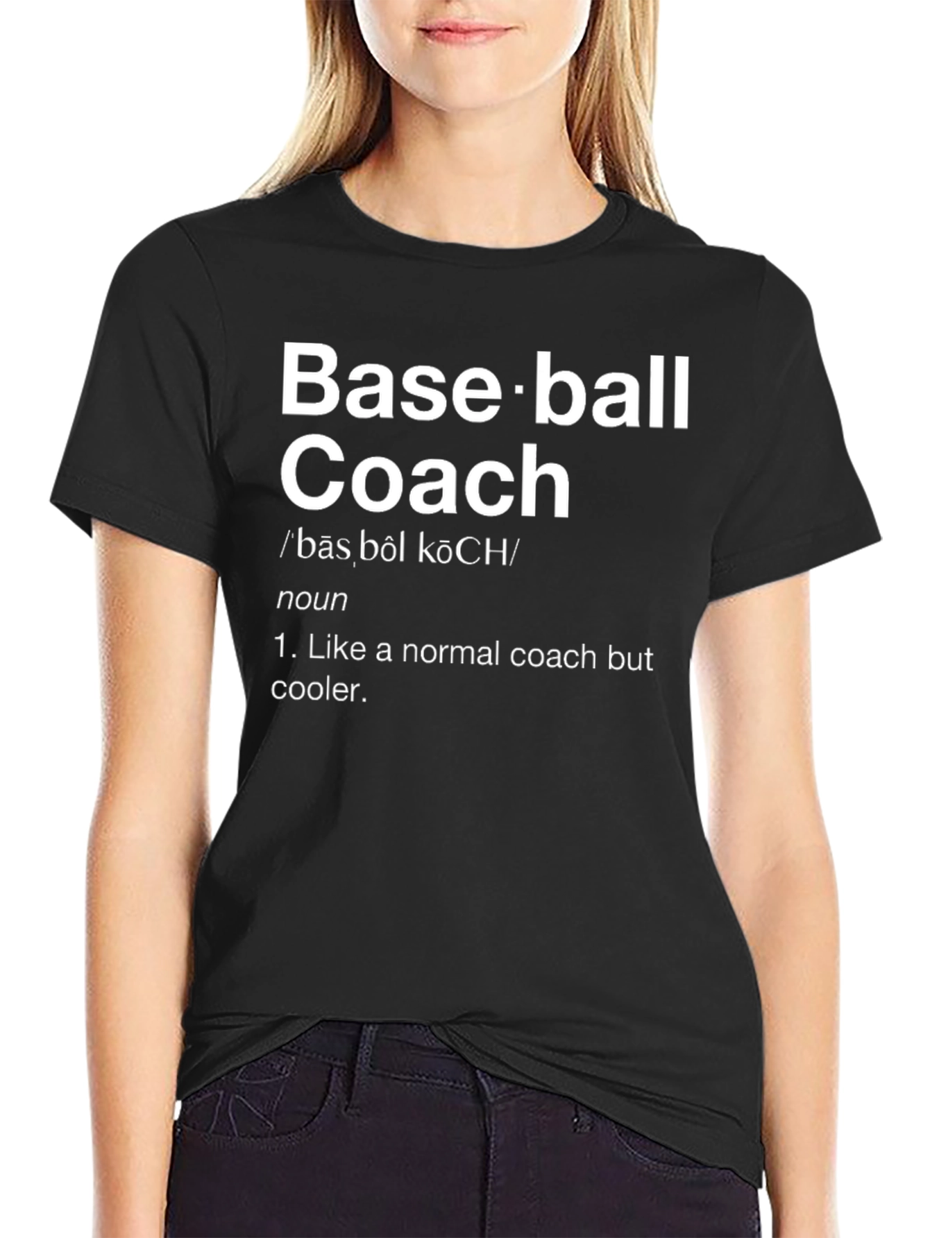 Black Baseball Coach Definition Graphic T-Shirt view 2