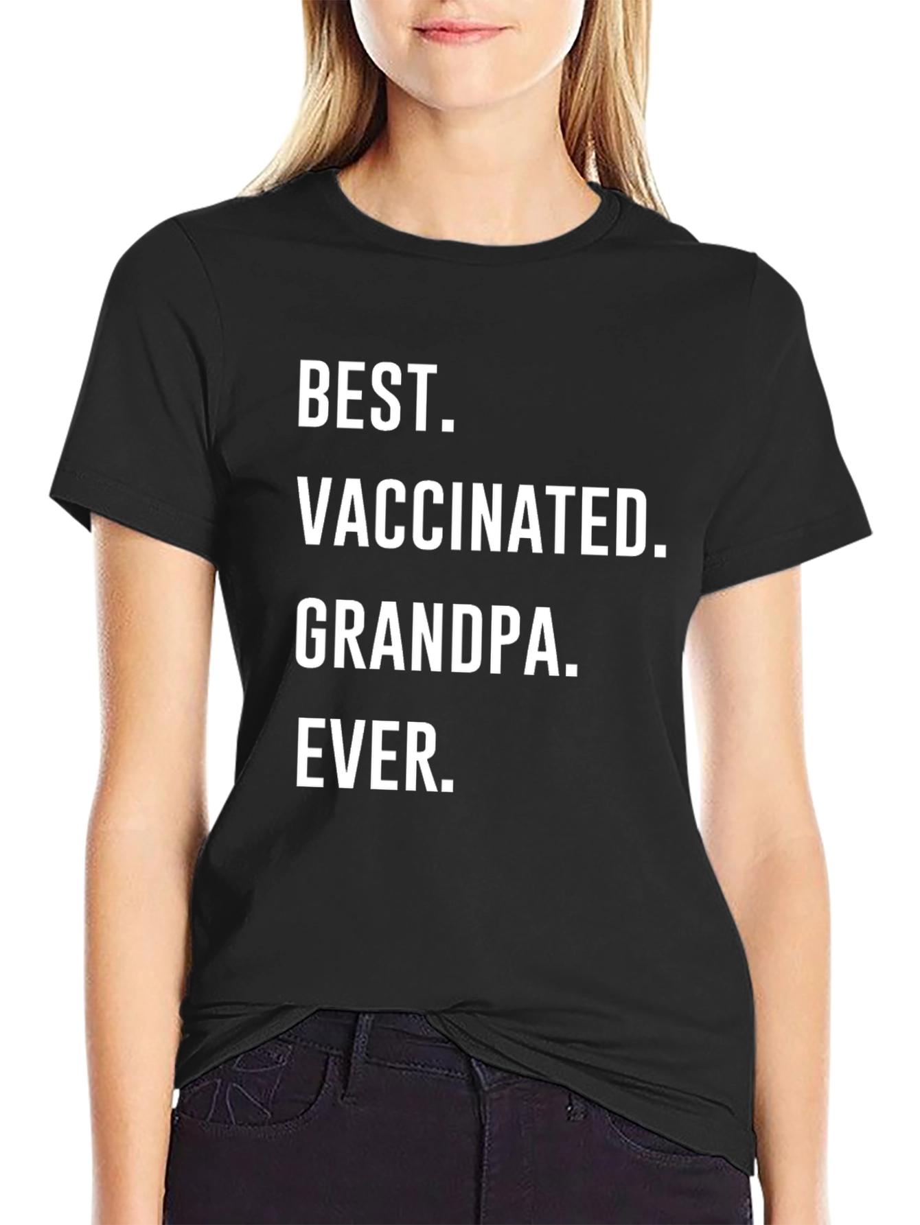 Black Best Vaccinated Grandpa Ever T-Shirt view 2