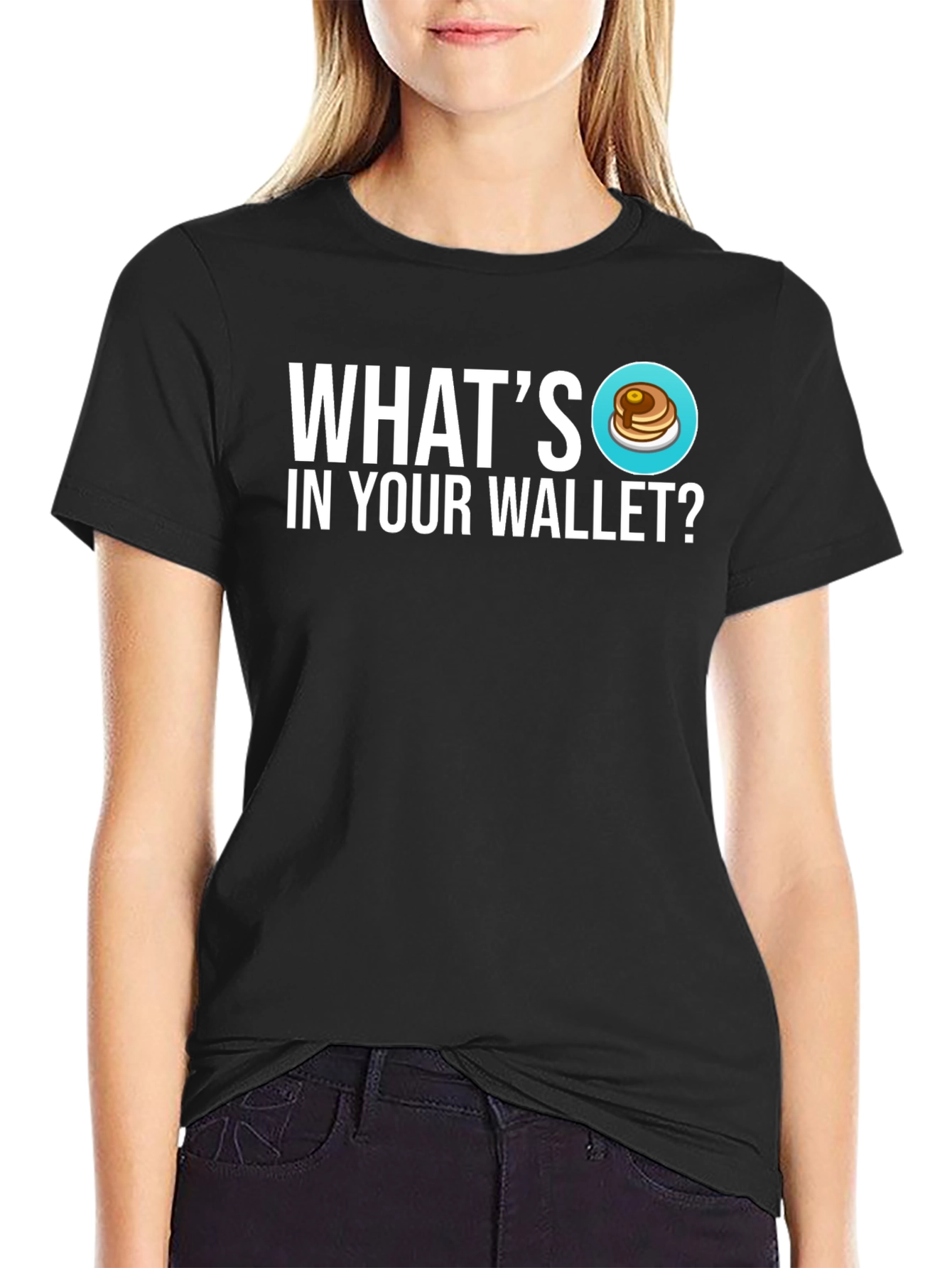Black Pancake Wallet T-Shirt - What's In Your Wallet Tee view 2