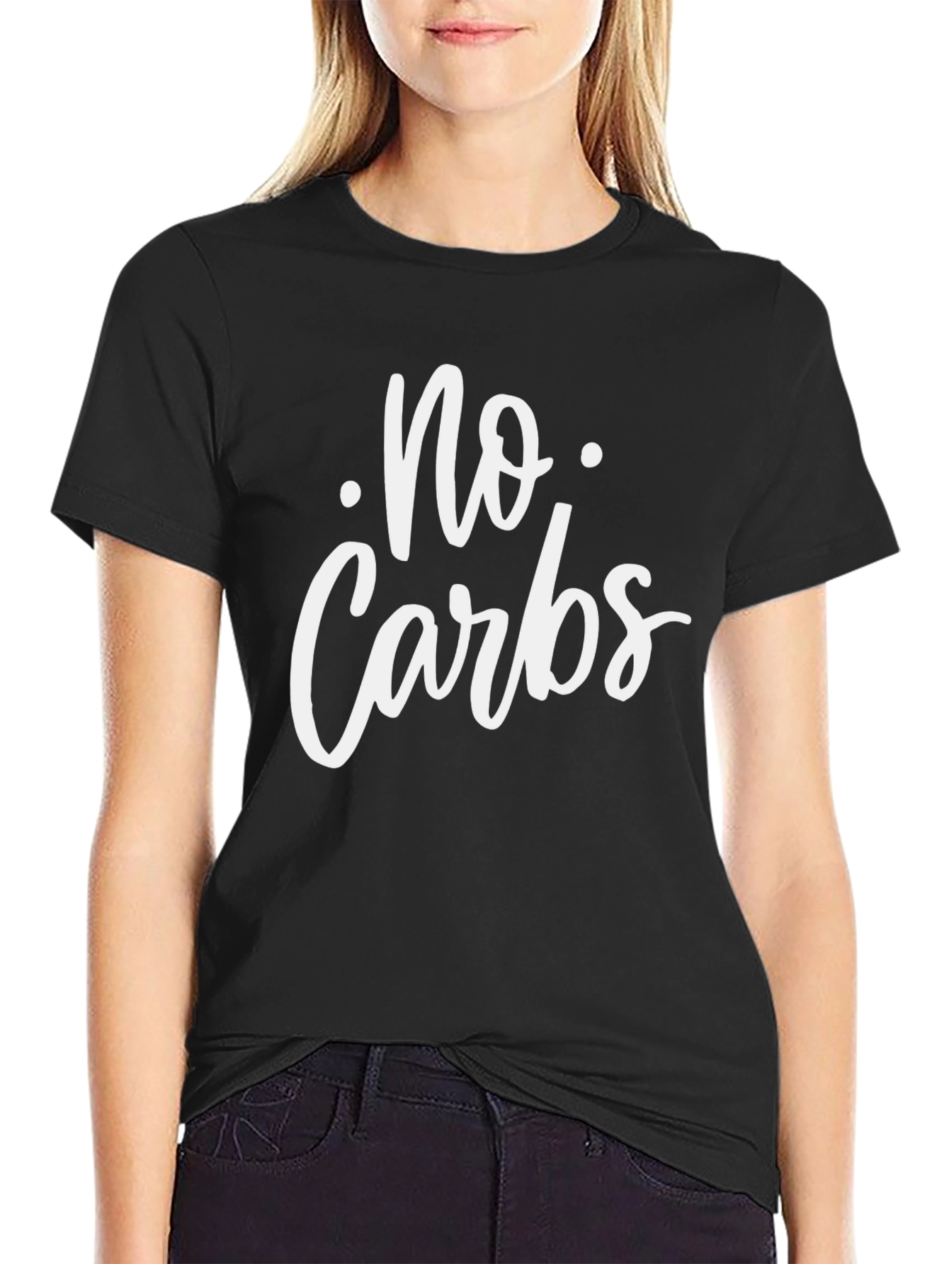 Black No Carbs Black Graphic T-Shirt view 2