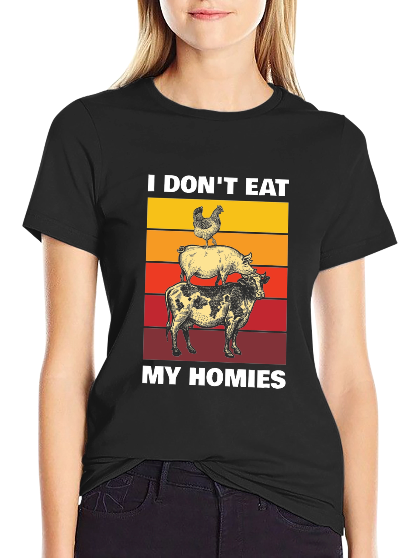 Black I Don't Eat My Homies T-Shirt view 2