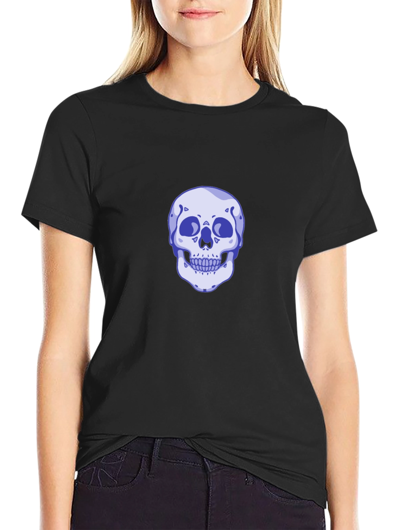 Black Skull Graphic Tee - Men's Casual Black T-Shirt view 2